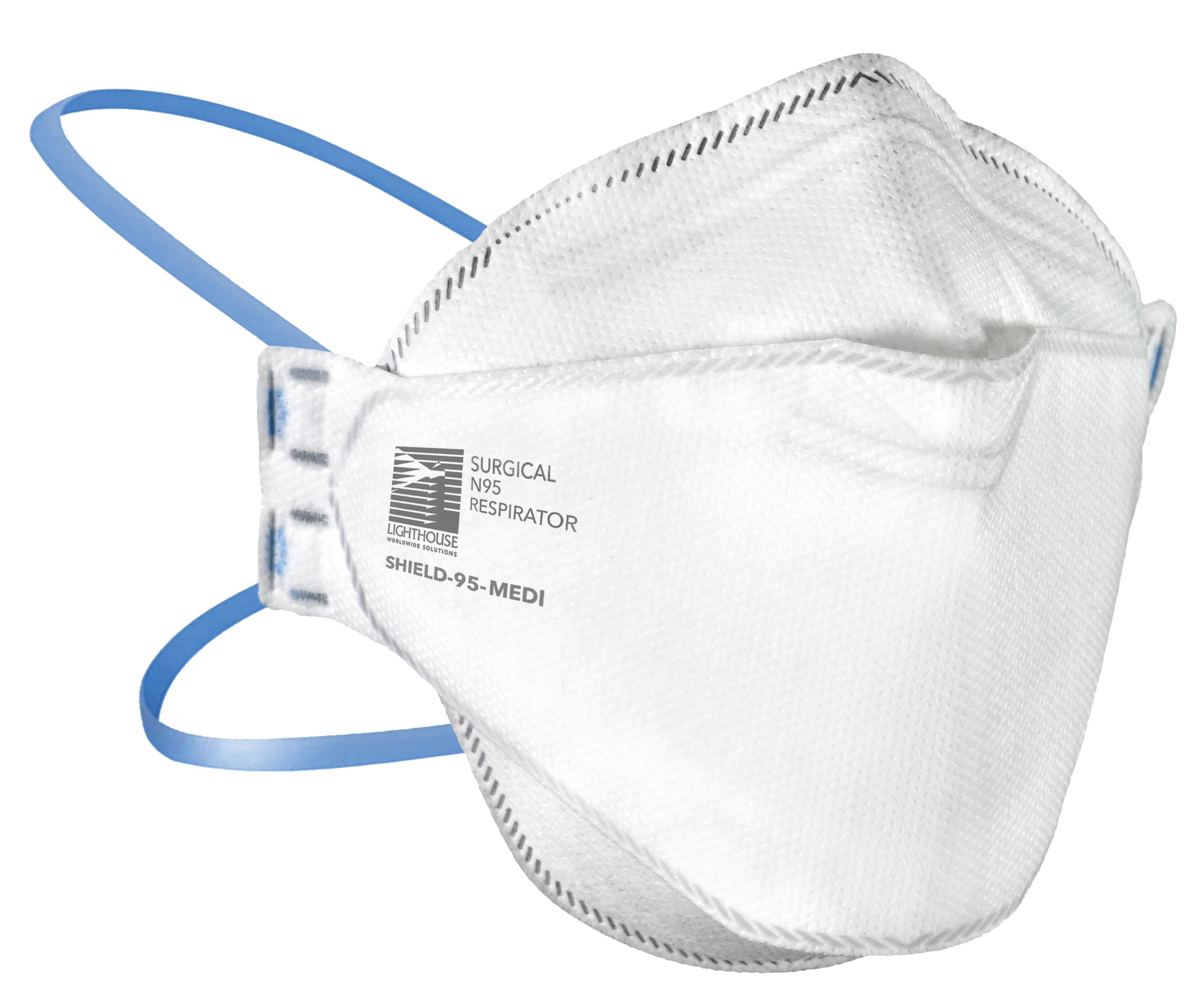 SHIELD-95-MEDI N95 Mask, ASTM F2100 Level 3, Latex-Free, White, 80/Case - SHIELD-95-MEDI N95 Mask - Image 1