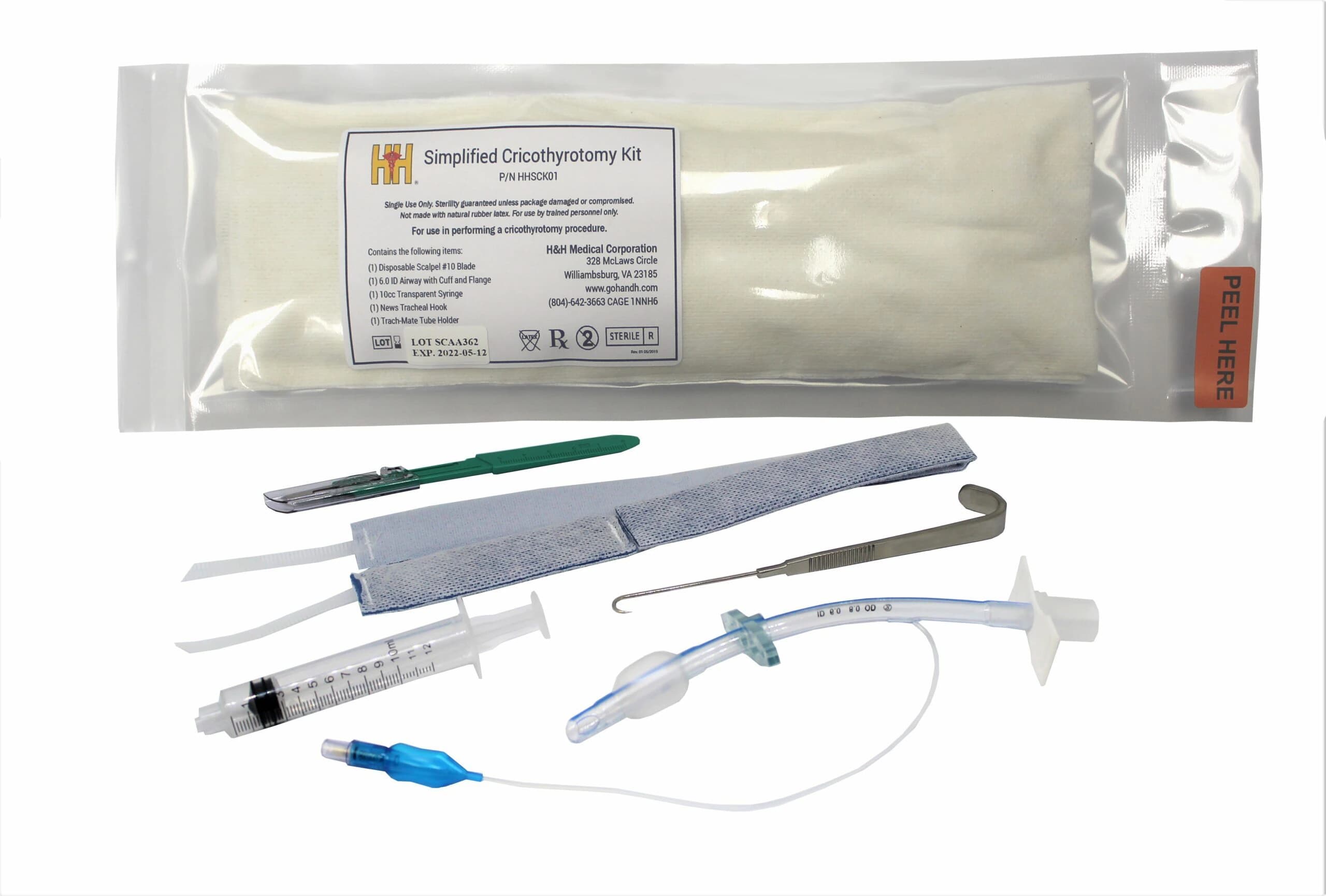 Safeguard Medical Simplified Cricothyrotomy Kit, Disposable, 10/Case - Cric Kit Simplified - Image 1