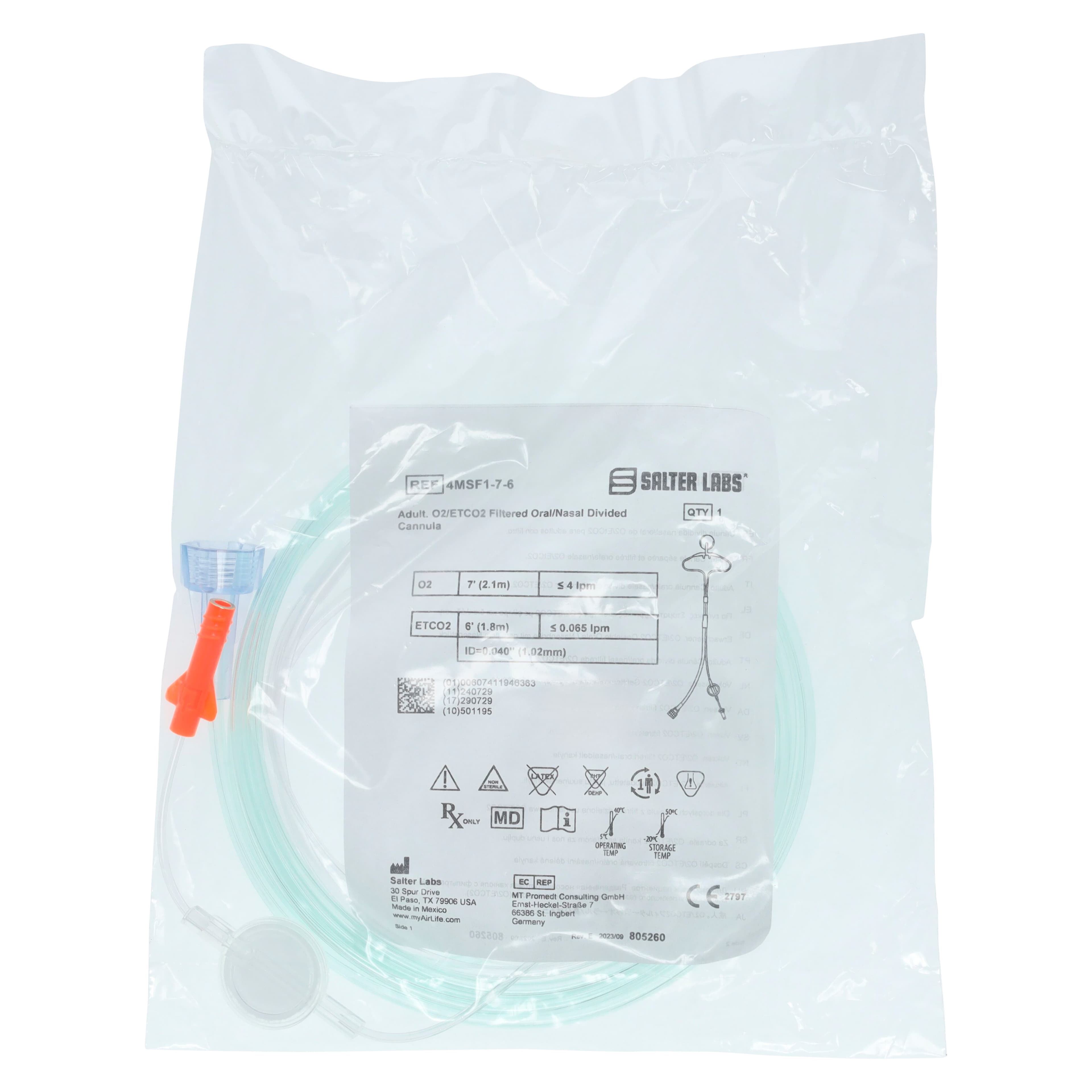 Salter Labs Oral/Nasal Cannula for O2/ETCO2, Adult, Filtered, Divided, Each thumbnail 4