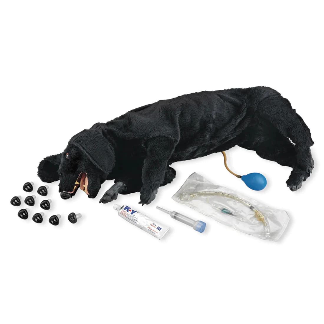 Life/form CPR Training Dog Manikin, Black with Muzzle, Nosepiece, and Airway Valve - Dog CPR Basic Sanitary - Image 1