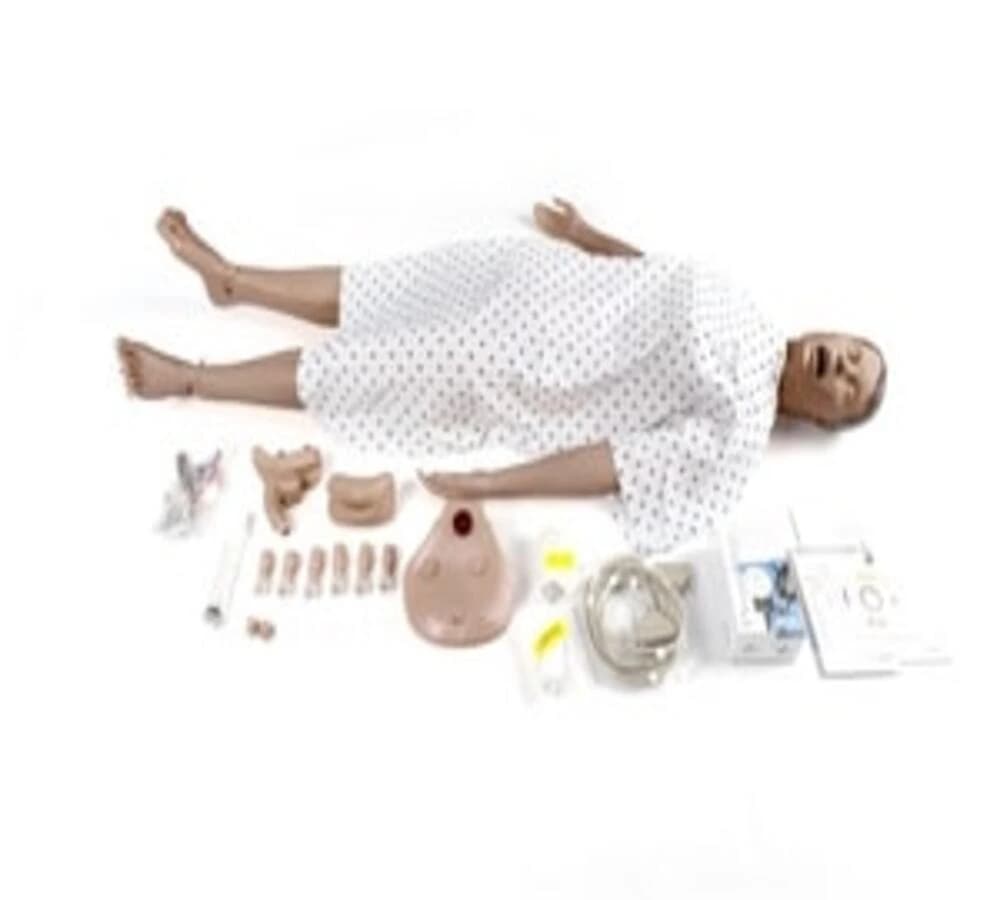 Laerdal Nursing Anne Full Body Training Manikin, Medium Skin, Female Adult, with Multi-Venous IV Training Arm (Left), Blood Pressure Training Arm (Right), Blood Pressure Cuff, Male & Female Genitalia, Urinary & Anal Connector Valves, Clamps, Syringe, Lubricant, Gown, and Directions for Use - Nursing Anne Manikin - Image 1