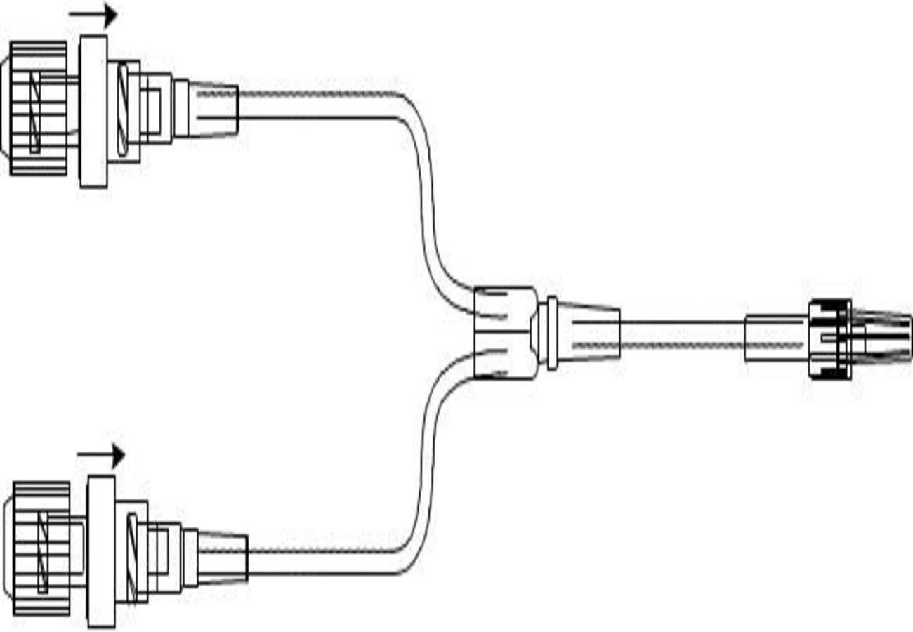 ICU Medical MiniBore Extension Set, 4" Rotating Luer Lock, 2 Check Valves with 3-Way Stoplock, 50/Case - IV Extension Set Mini Bore - Image 1
