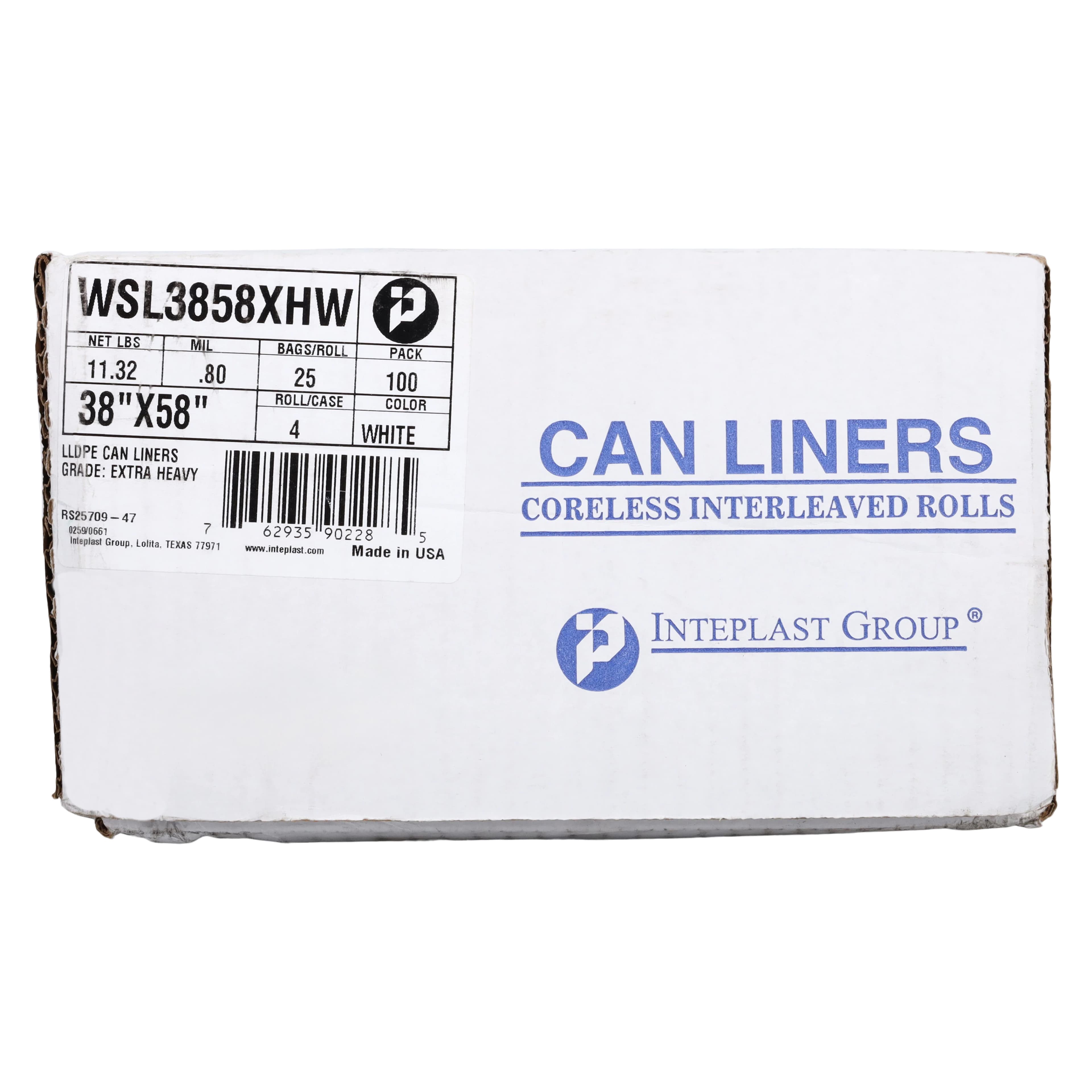 Inteplast Low-Density Commercial Can Liners, 60 gal, White, 38x58, 100/Case thumbnail 2