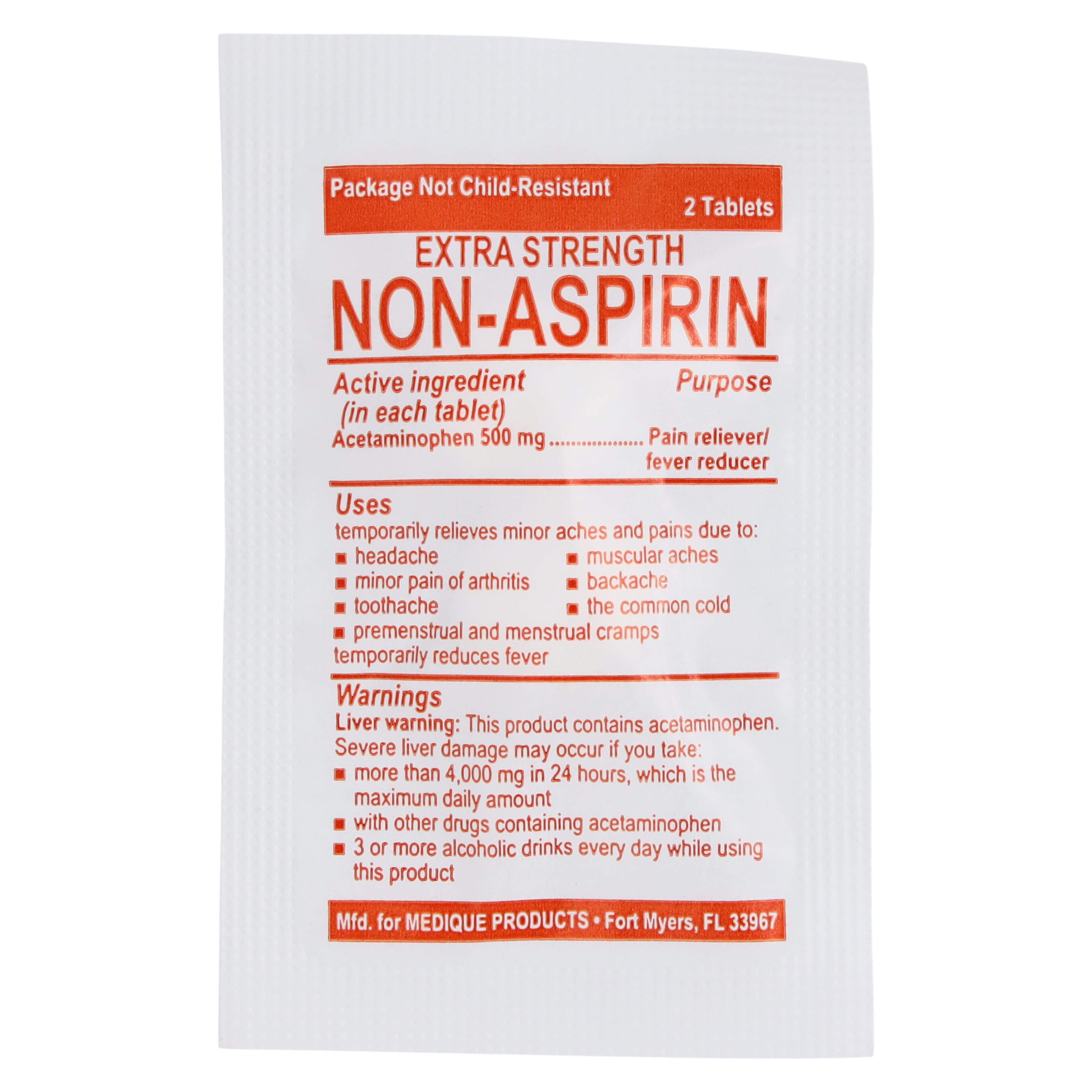 Medique Non-Aspirin Extra Strength Acetaminophen Tablets, 500 mg, 125 x 2/Box thumbnail 2