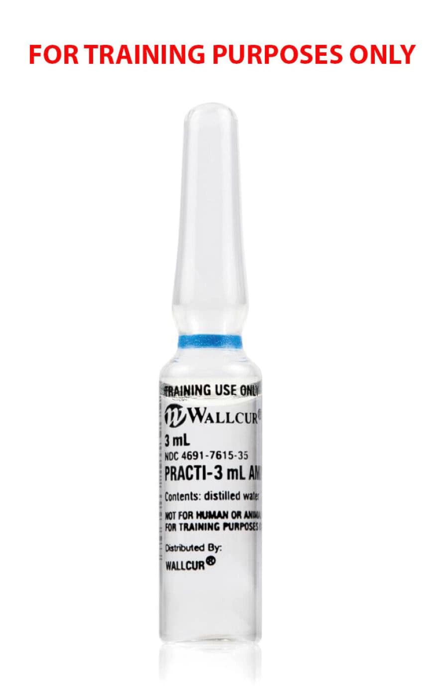 Wallcur Practi-Amp Simulated Medication Ampule, 3 mL Distilled Water, 100/Package - Practi-Amp - Image 1