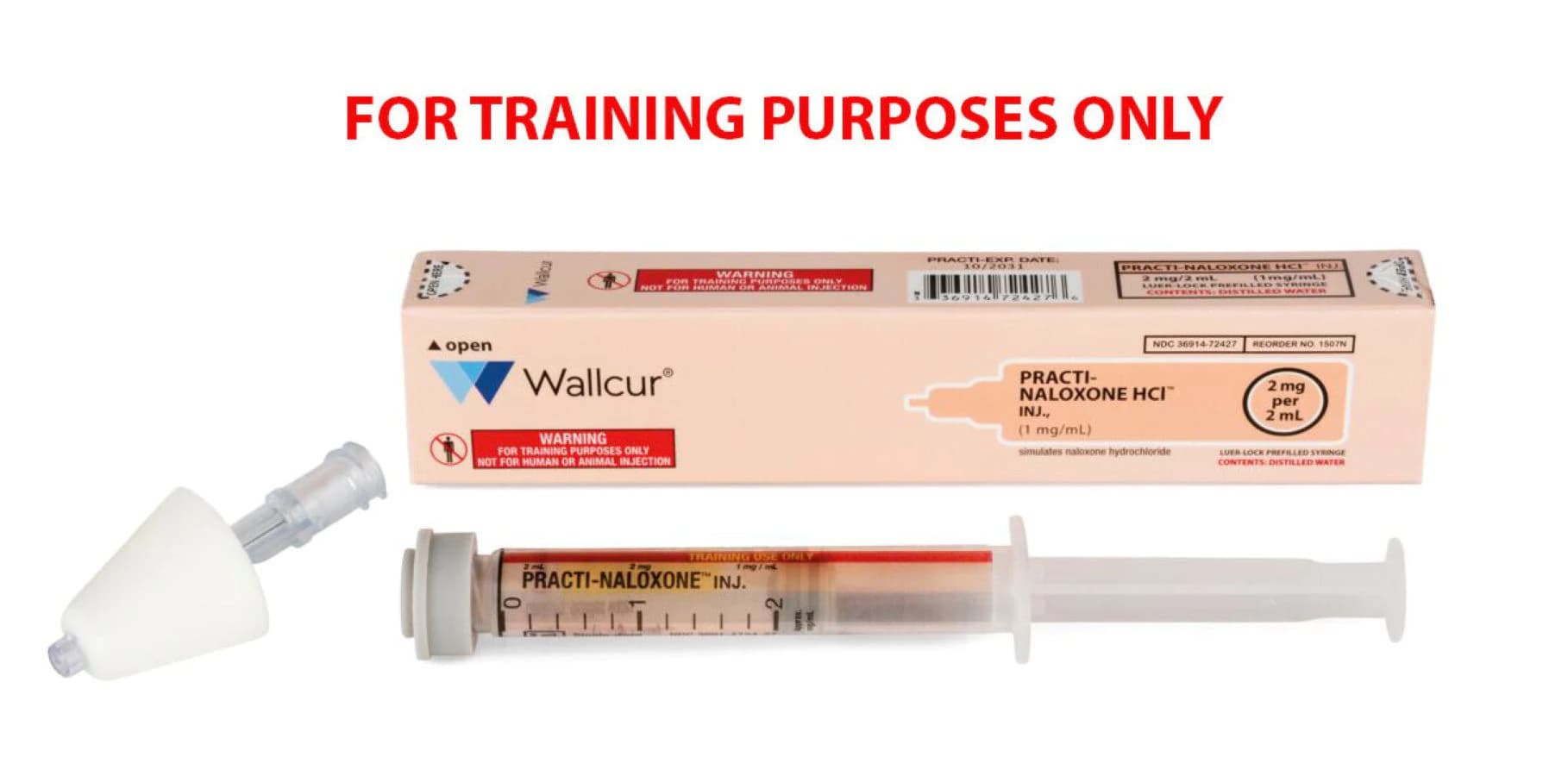 Practi-Nasal Naloxone Trainer, Simulated Intranasal Naloxone Training Pack with Nasal Atomizer and Prefilled Syringe, 2mg/2mL Distilled Water, Each - Practi-Nasal Naloxone Trainer - Image 1