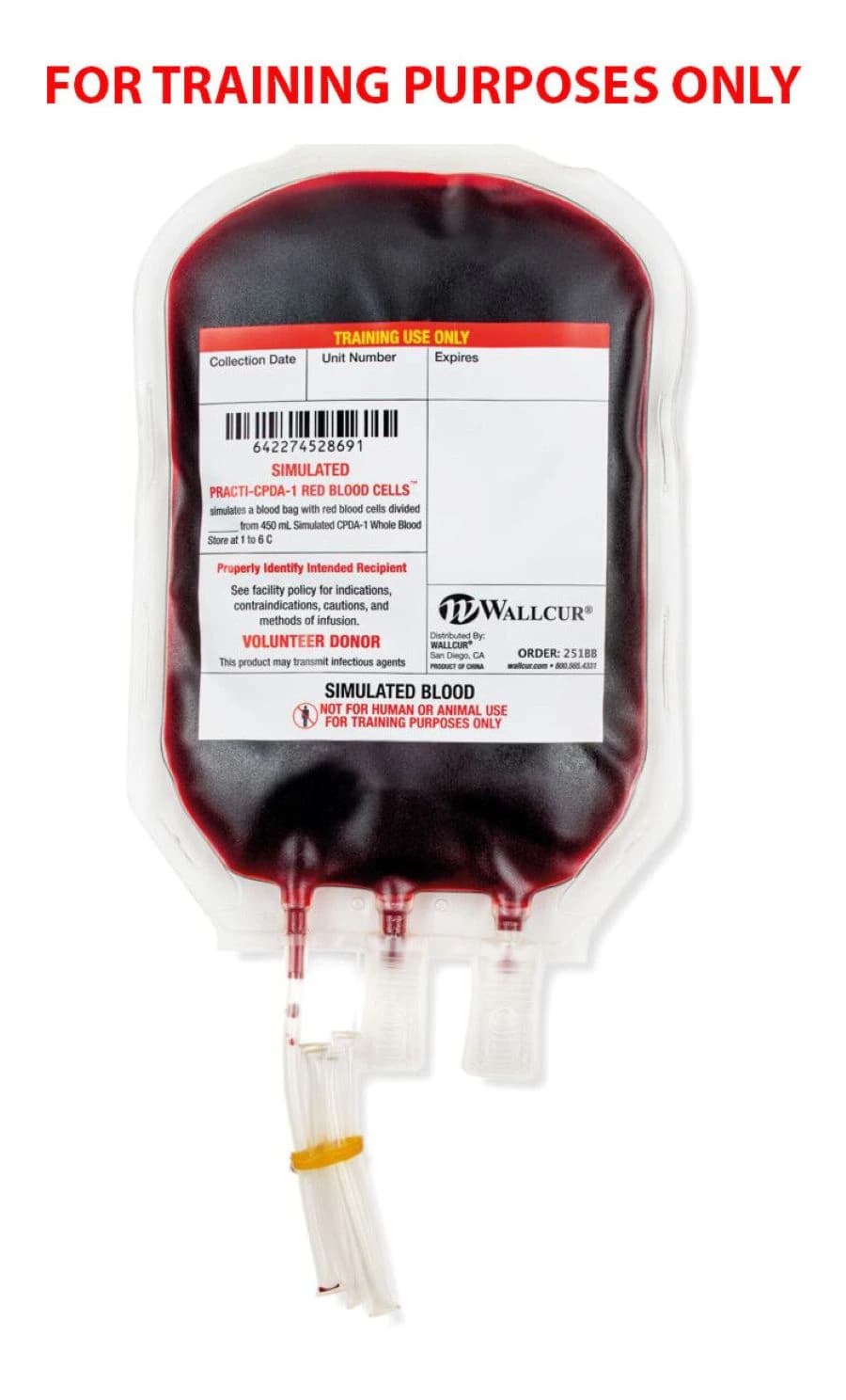 Practi-Blood Bag Simulated Medication, 450mL Bag with 8 Blood Type Stickers, Each - Practi-Blood Bags 450mL Bag - Image 1