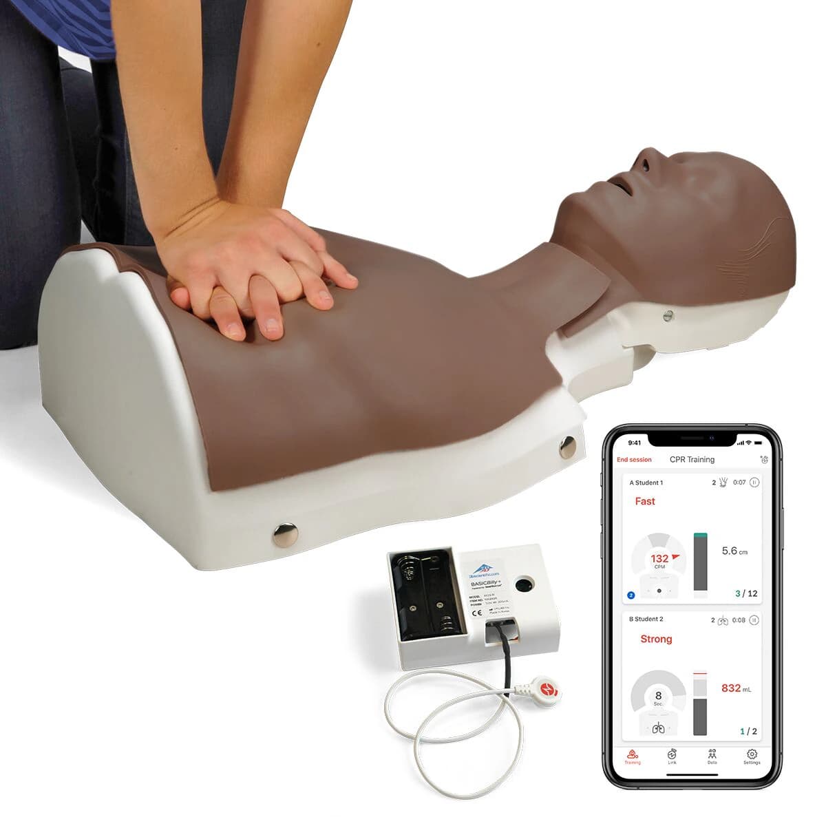 BASICBilly+ Basic Life Support Training Manikin, Dark Skin, Adult, with Accessories, 01KT0J0A29C0D7AJTBKCHCKAM3 - BASICBilly w/feedback Dk Skin - Image 1