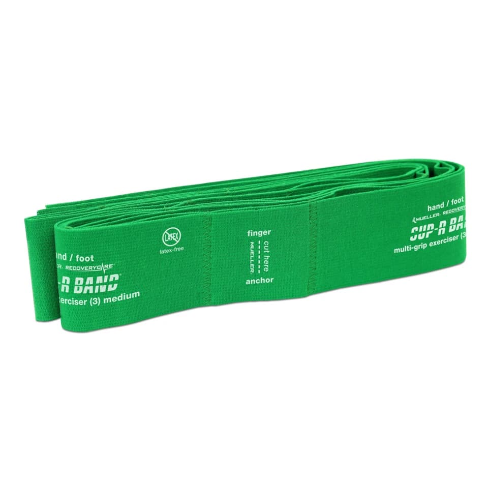 Mueller Sports Medicine Sup-R Band MultiGrip Resistance Training Band, Green, Medium, 6ft - Sup-R Band MultiGrip 6ft - Image 1
