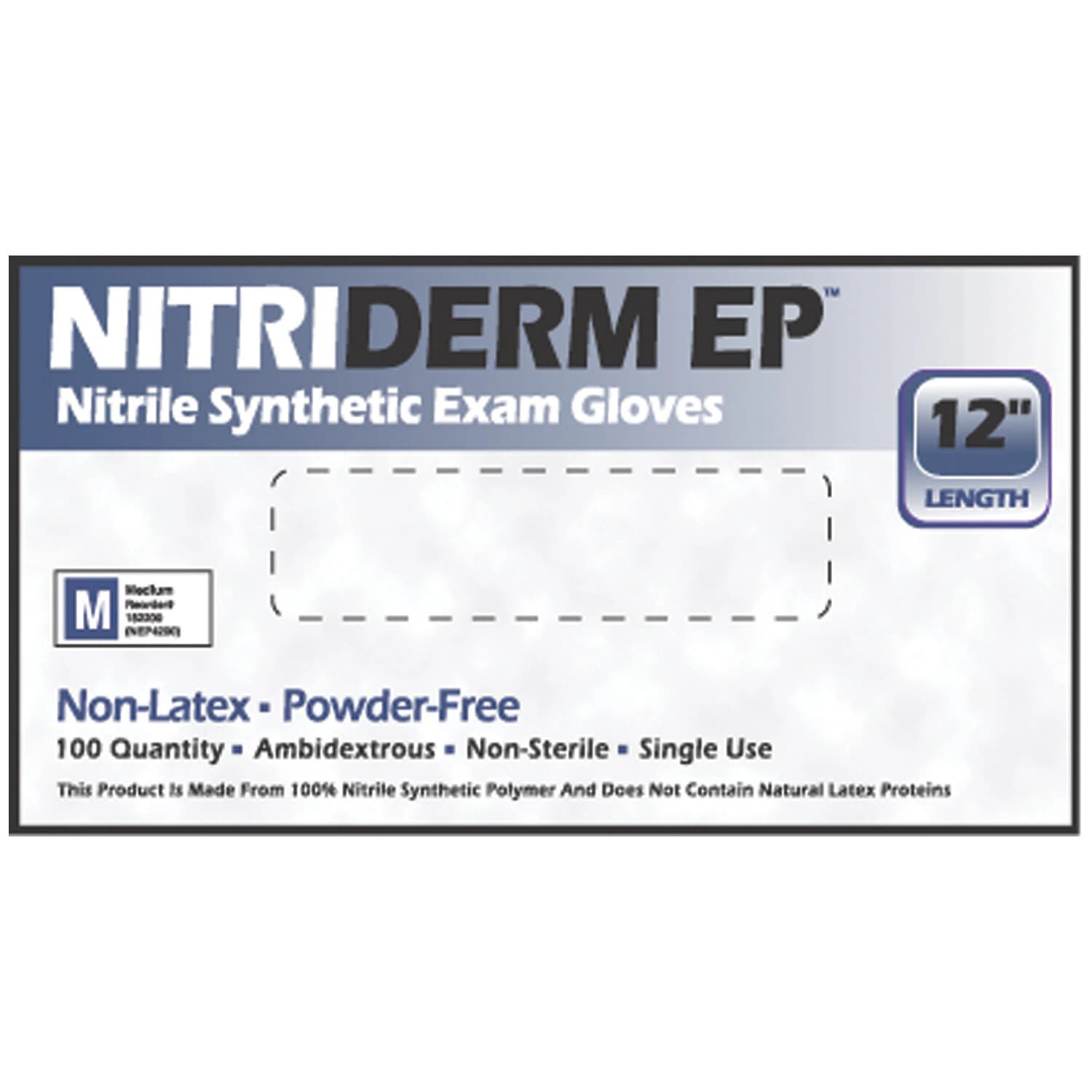 NitriDerm EP Nitrile Exam Gloves, Medium, Blue, Non-Sterile, 1000/Case - NitriDerm EP Nitrile Glove - Image 1