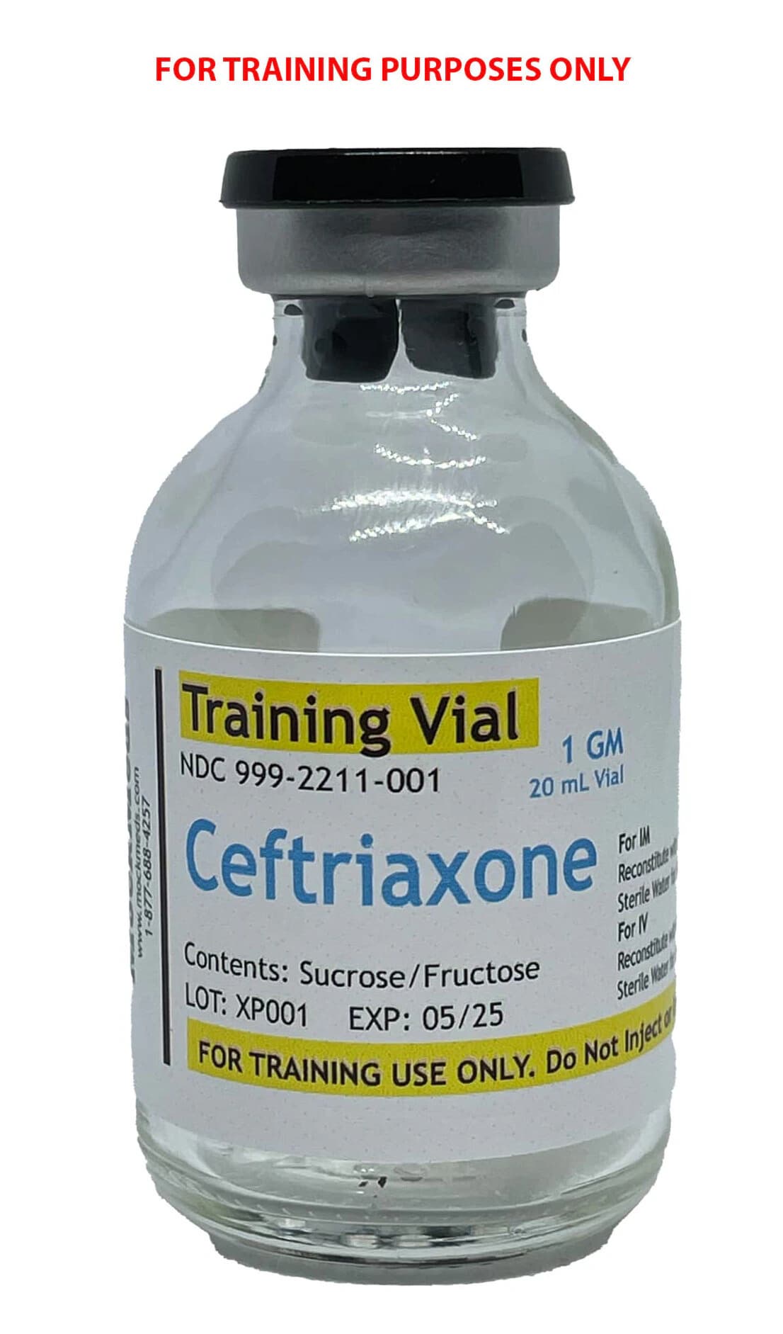 Mockmeds Ceftazidime Simulated Medication Vial, 1g Fructose, 25/Case - Train Vial Ceftazidime - Image 1