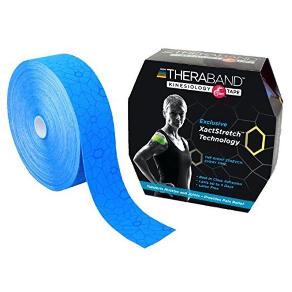TheraBand K Tape Blue, Kinesiology Tape, 98% Cotton/2% Spandex, 2" x 103.3', Latex-Free - TheraBand K Tape Blue - Image 1