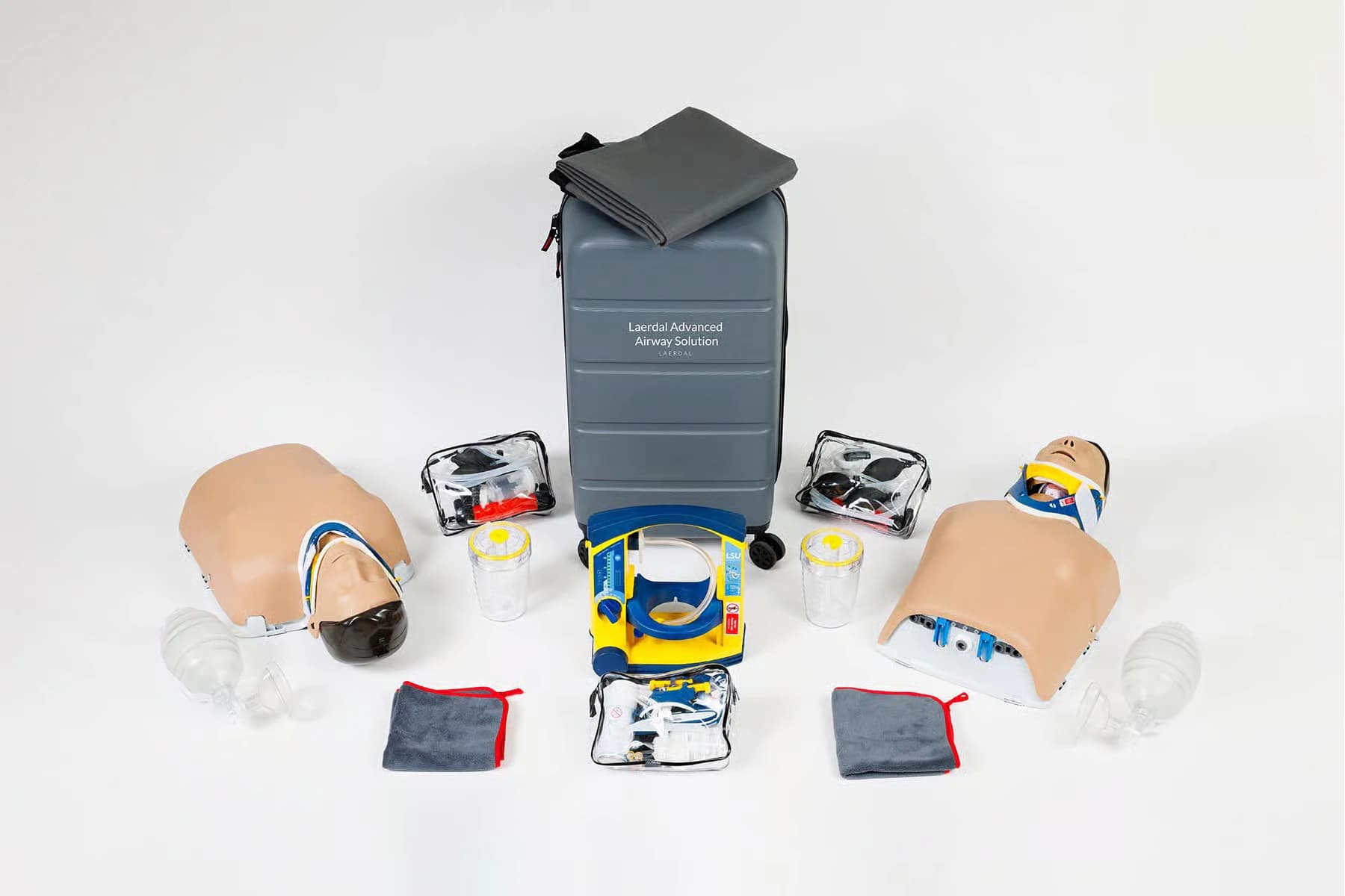 Laerdal Advanced Airway Solution, Adult Airway Management/CPR Training Manikin with Laerdal Suction Unit (LSU), 2 Little Anne Advanced Airway Manikins, Transport Suitcase, and Accessories - Advanced Airway Solution - Image 1