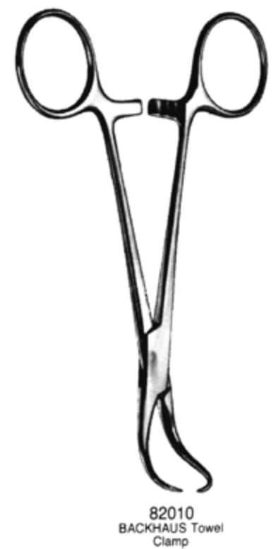 Backhaus Towel Clamp, Stainless Steel, Each - Forcep Towel Clamp S/s - Image 1