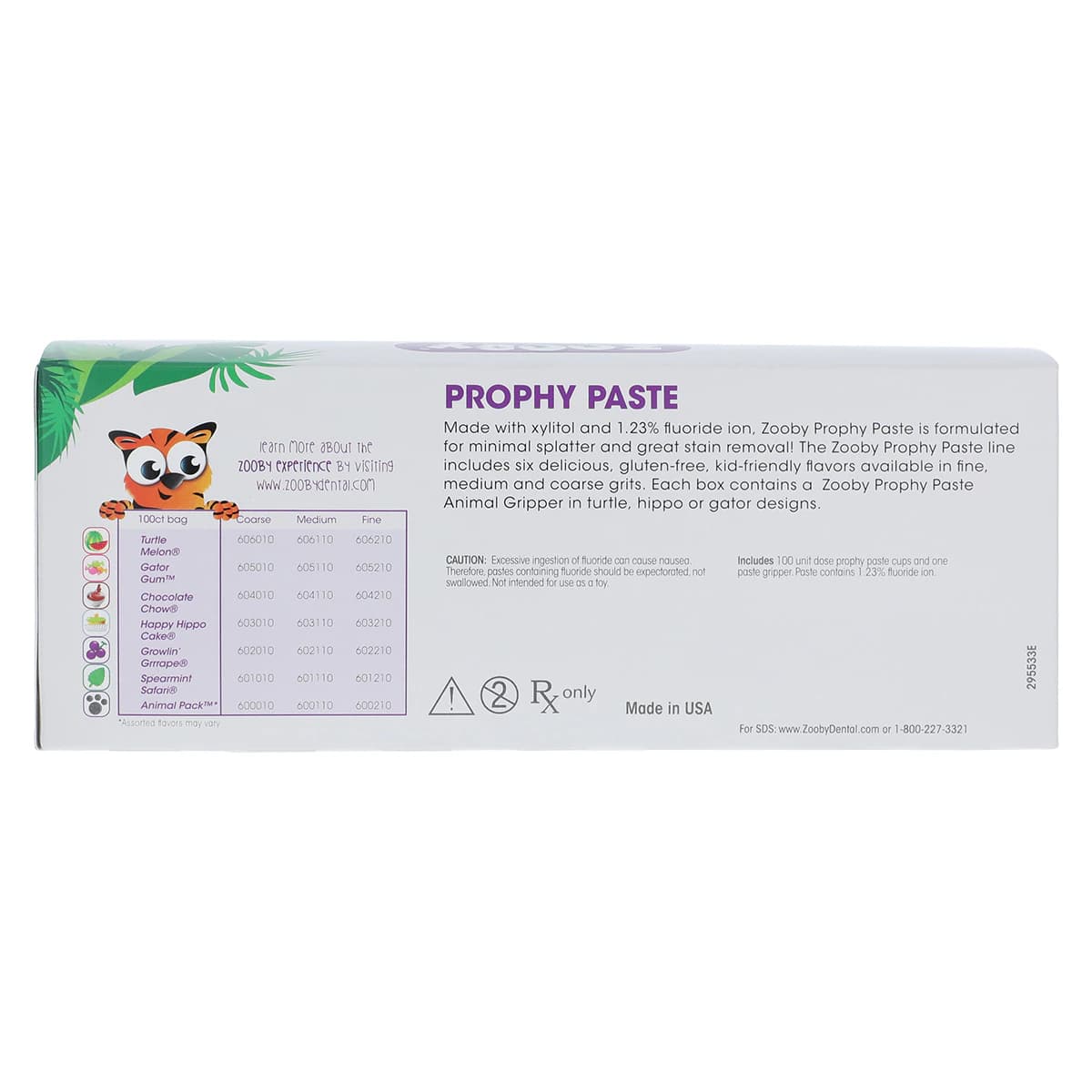 Zooby Prophy Paste, Fine Grit, Growlin' Grrrape (Grape) Flavor, 1.23% Fluoride with Xylitol, Unit Dose Cups, 100/Pk, 602210 thumbnail 3