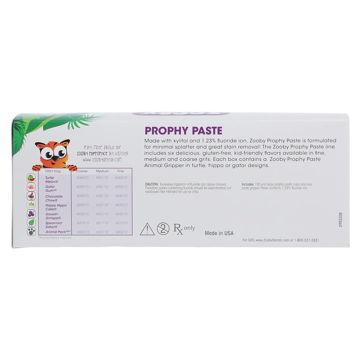 Zooby Prophy Paste, Coarse Grit, Happy Hippo Cake Flavor, 100 Unit-Dose Cups, 1.23% Fluoride, Xylitol, Gluten-Free, 603010 thumbnail 3
