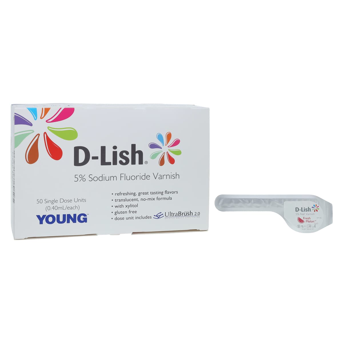 D-Lish 5% Sodium Fluoride Varnish, Fresh Melon, Unit Dose, 50/Box, 212450 - D-Lish® Fresh Melon Fluoride Varnish Box of 50 - Image 1