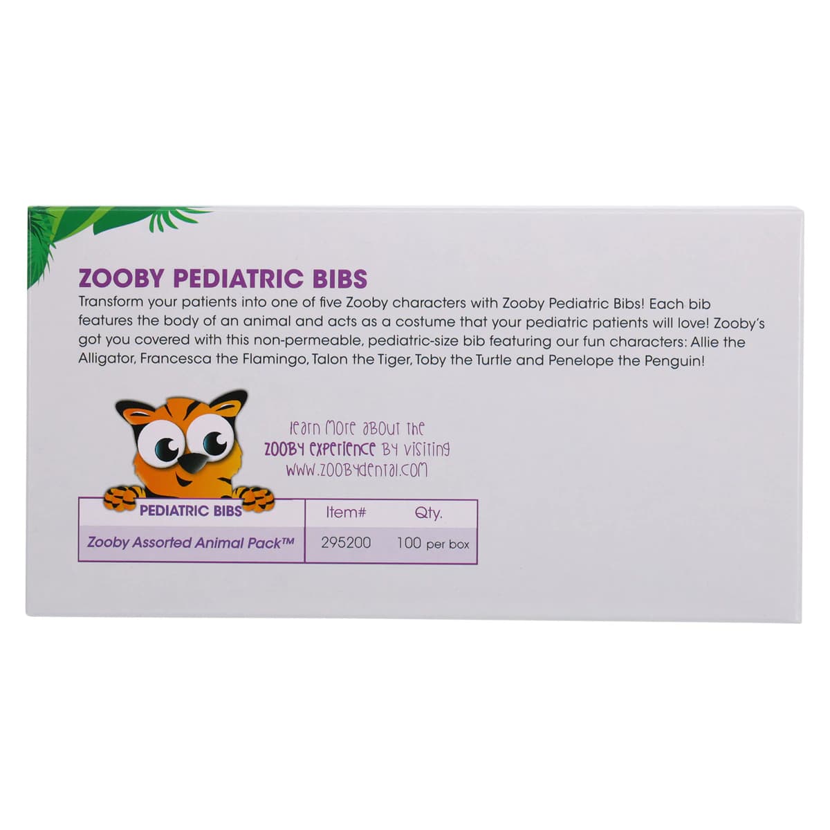Zooby Pediatric Bibs, 2-Ply Poly, Non-Permeable, Assorted Animal Designs, 13.5" x 9", 100/Box, 295200 thumbnail 8