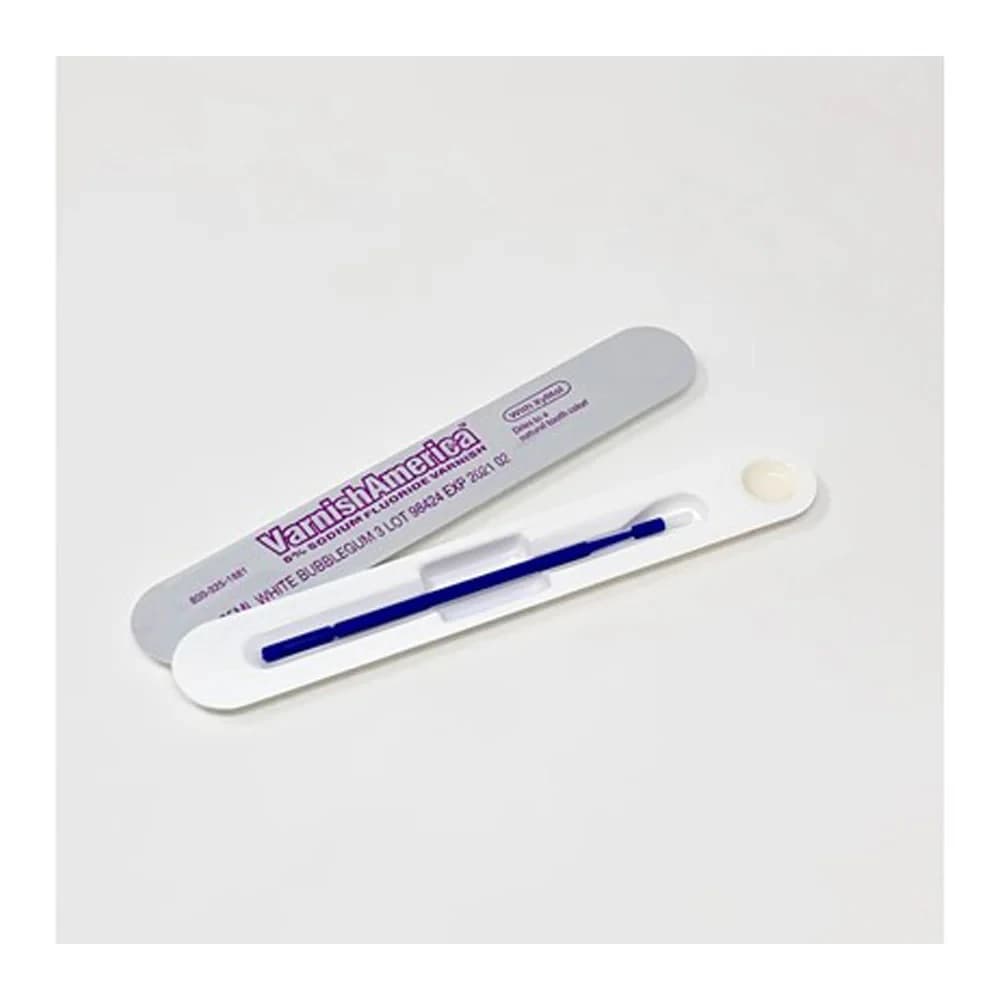 VarnishAmerica™ 5% Sodium Fluoride Varnish, White, Bubble Gum Flavor, 0.4 mL Unit Dose, 200/Box, 07-0120 - VarnishAmerica™ White Bubble Gum Sodium Fluoride Varnish 0.4ml Box of 200 - Image 1