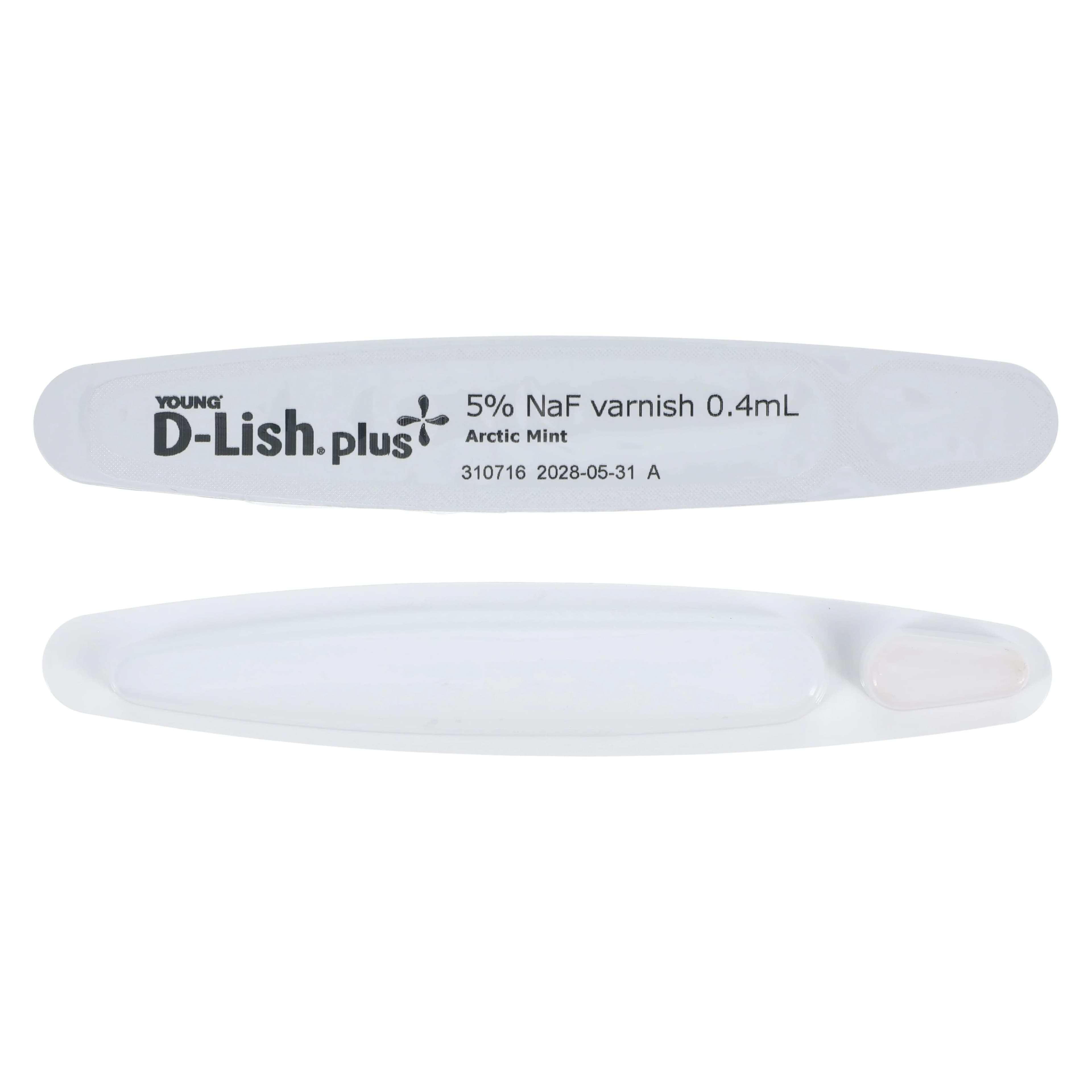 D-Lish Plus 5% Sodium Fluoride Varnish, Arctic Mint, 0.4 mL Unit Dose, 200/Box - D-Lish + Fluoride Varnish Arctic Mint Box of 200 - Image 1