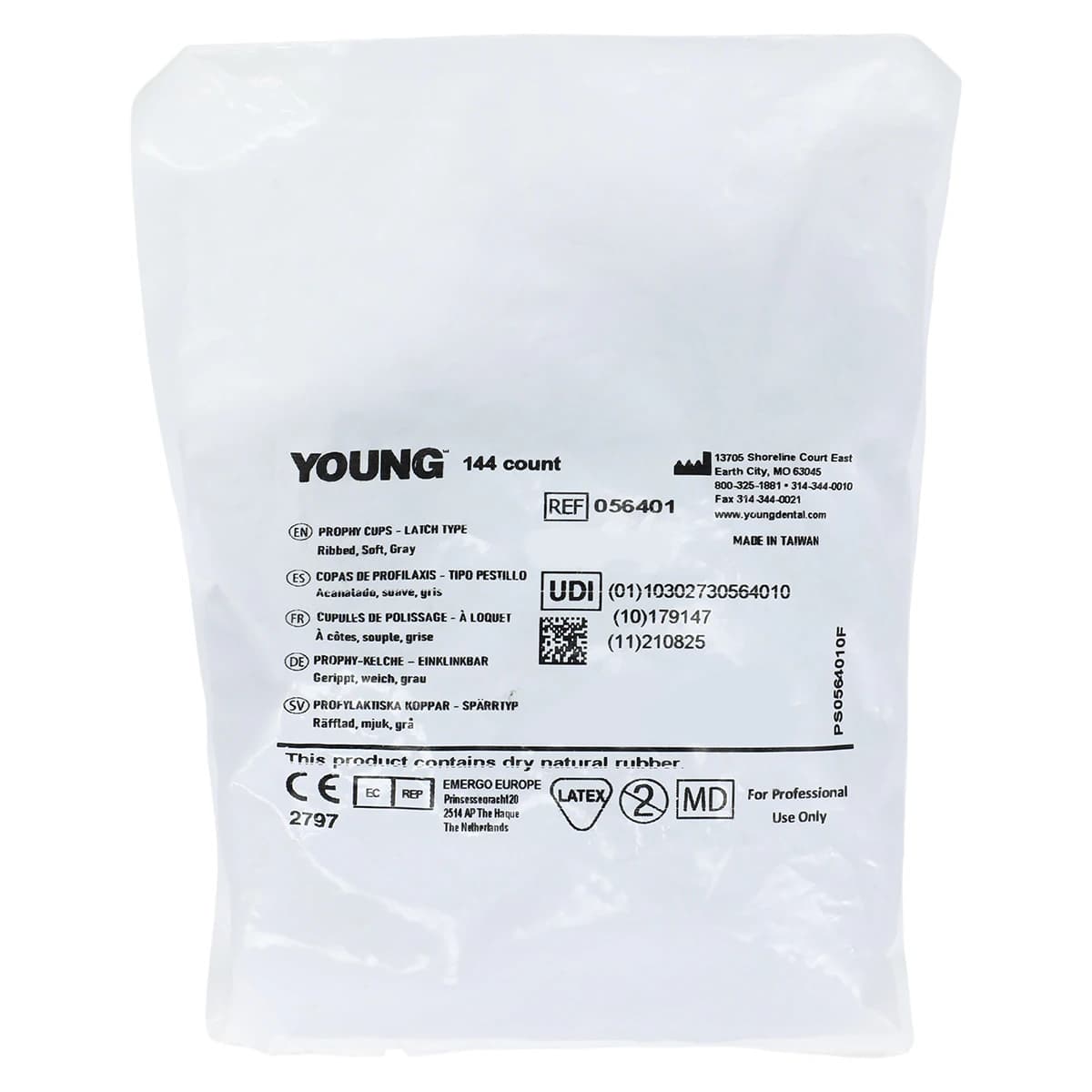 Young Dental Turbo Ribbed Prophy Cup, Metal Latch, Soft Gray, 144/Pk, 056401 thumbnail 3