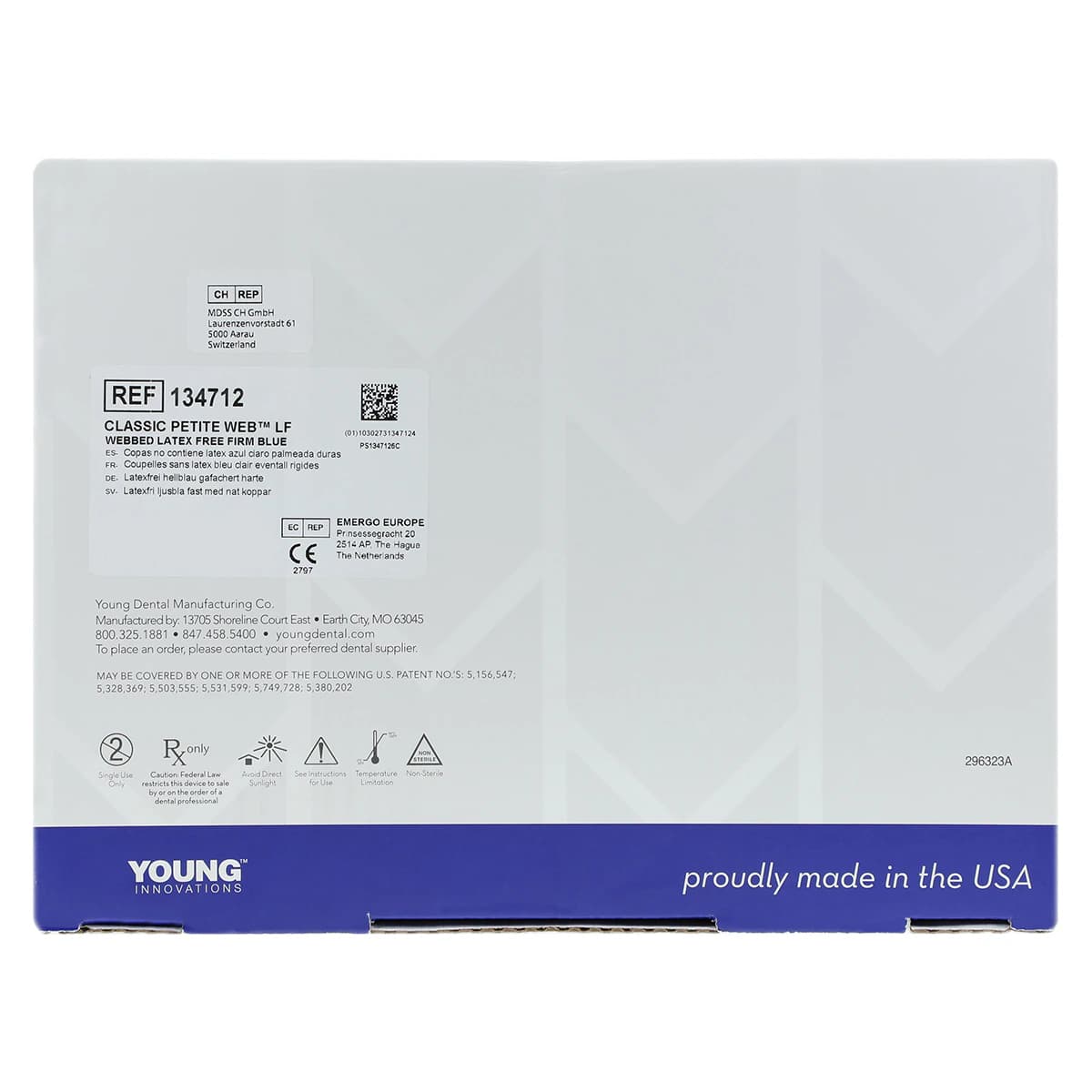Young Classic Petite Web LF Disposable Prophy Angle, Firm, Blue, Latex-Free, 90°, 1200/Box, 134712 thumbnail 3