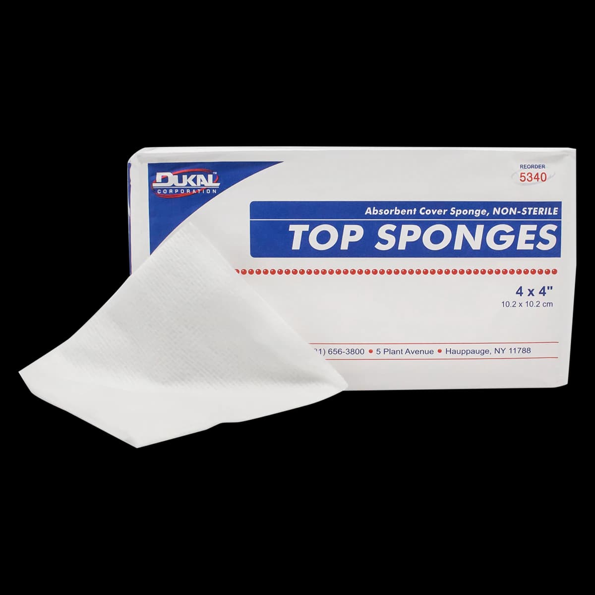Dukal 4" x 4" Non-Sterile Non-Woven Top Sponge, Rayon/Polyester Blend, 2000/Box - Dukal 4" x 4" Non-Sterile Non-Woven Top Sponge, multi-layer sponge features - Image 1