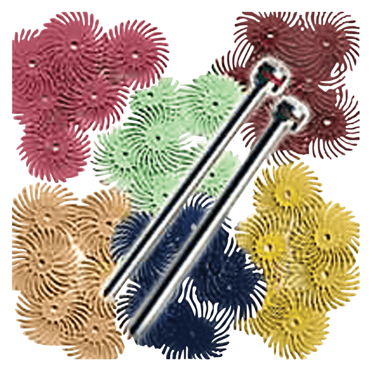 Foredom Radial Bristle Disc 3/4" Assortment Kit (6 Grits, 36 Discs + 2 Mandrels) - Radial Bristle Disc 3/4" Assortment Kit - Image 1