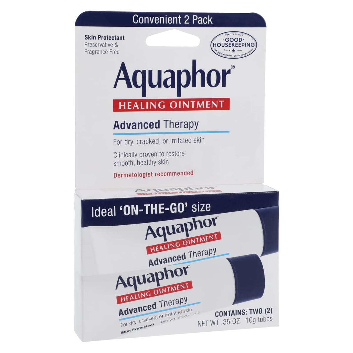 Aquaphor Healing Ointment, Petrolatum, Fragrance Free, 0.35 oz, 2/Pack - Aquaphor Healing Ointment - Image 1
