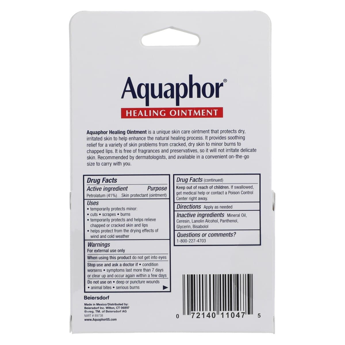 Aquaphor Healing Ointment, Petrolatum, Fragrance Free, 0.35 oz, 2/Pack thumbnail 2