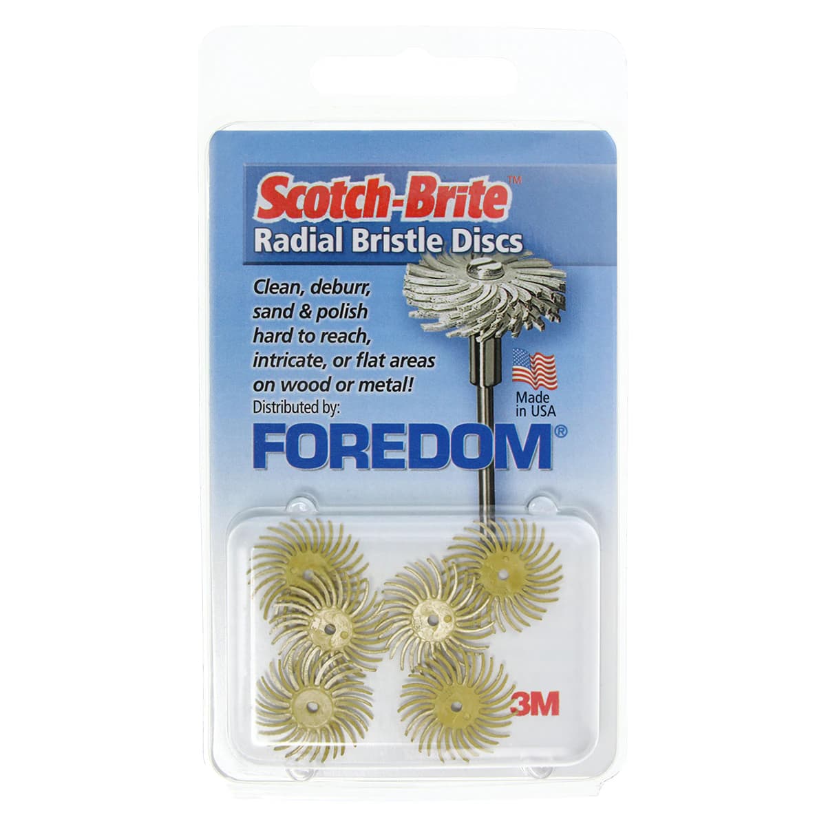Foredom Scotch-Brite Radial Bristle Discs, 80 Grit, Yellow, 3/4", Pack of 6 - ScotchBrite Radial Bristl Disc - Image 1