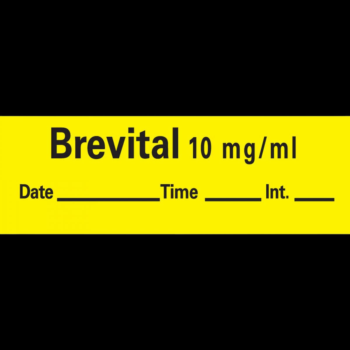 Labels Brevital 1-1/2" x 1/2" Yellow Removable Anesthesia Tape, Roll - Labels Brevital - Image 1