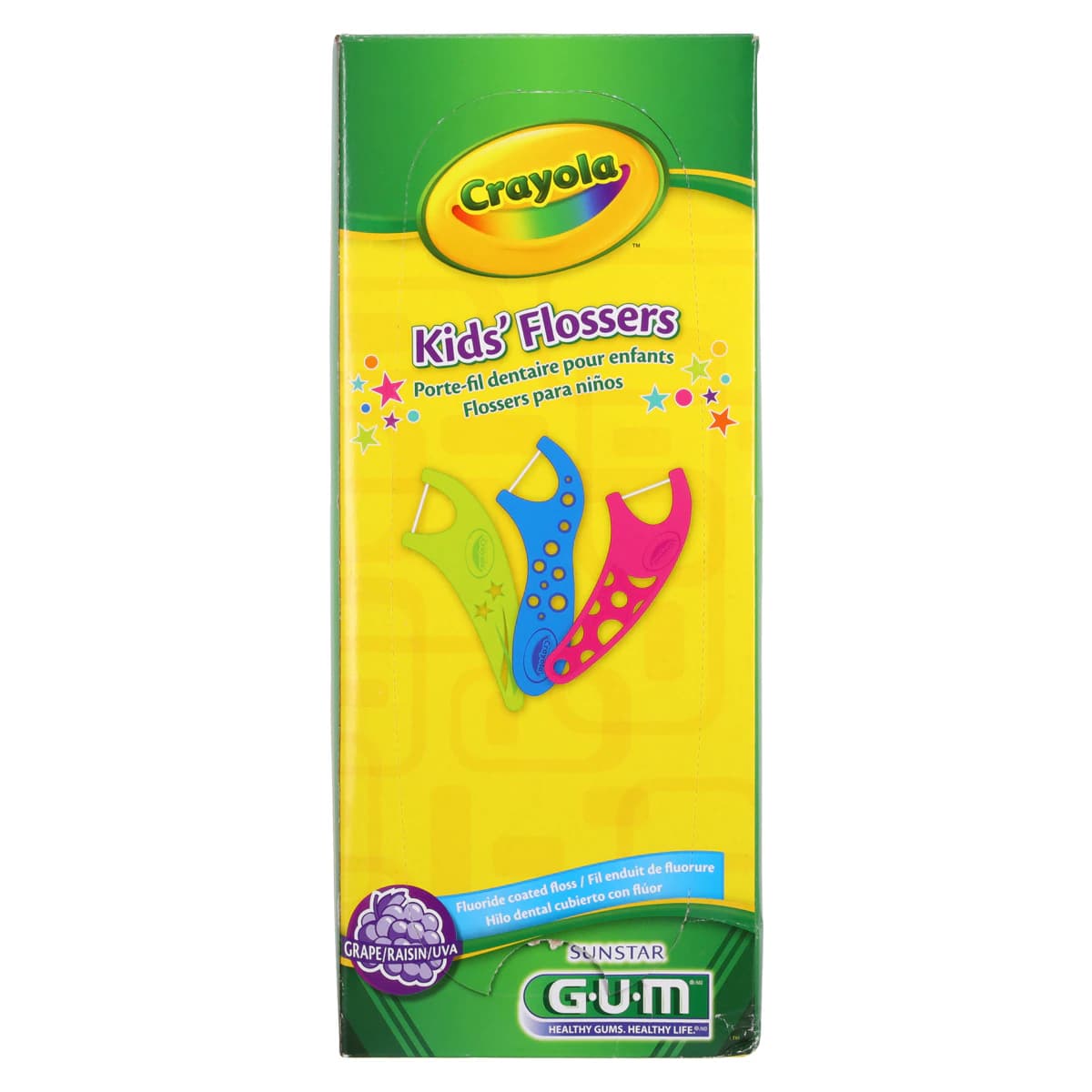 GUM Crayola Kids Flossers, Grape, 3 Flossers per Pack, 48 Packs per Box, 895PQ thumbnail 3