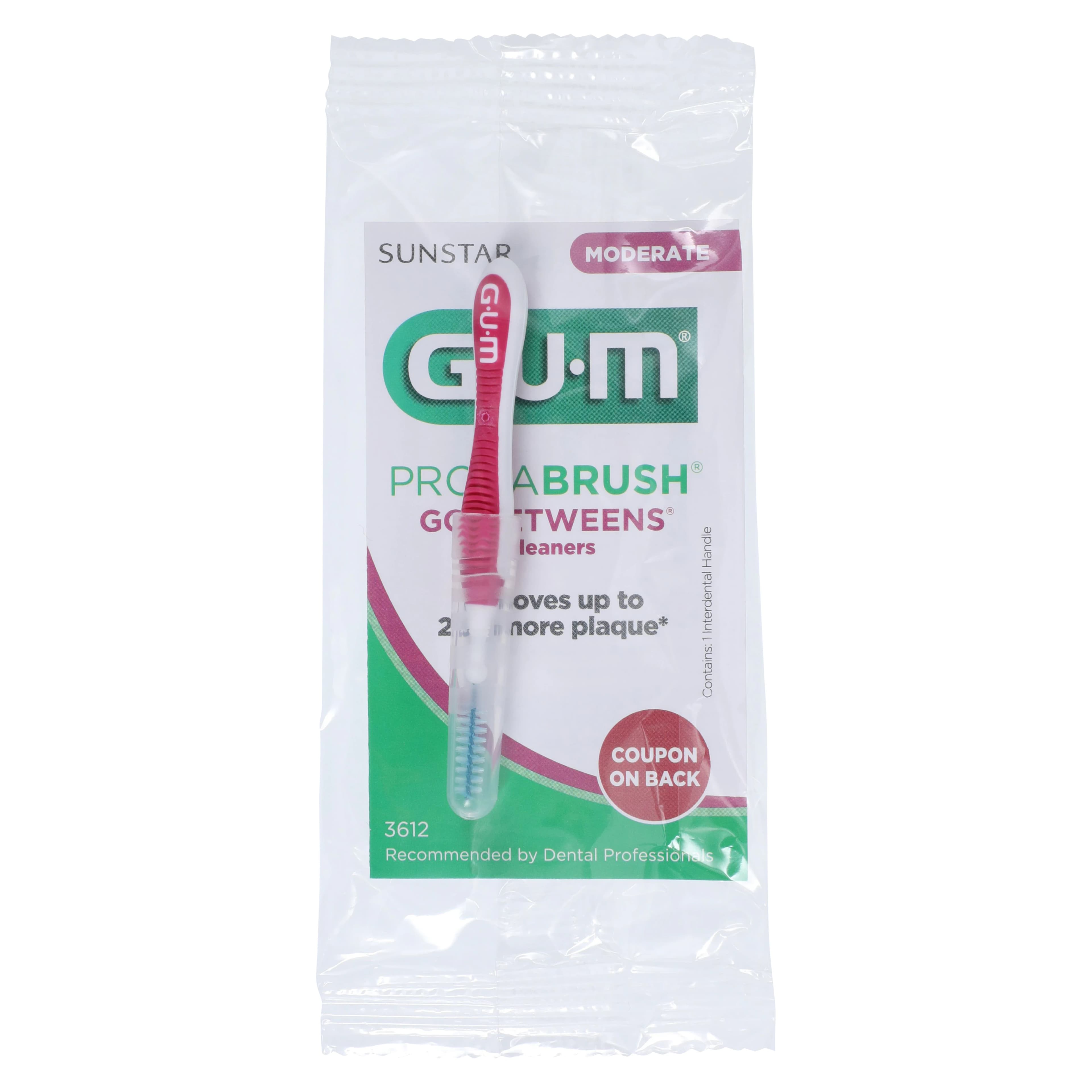 GUM Proxabrush Go-Betweens Interdental Brushes, Moderate, Tapered, Pink, 36/Box, 3612PP - GUM Proxabrush Go-Betweens Interdental Brushes – 36/Pkg - Moderate, Tapered - Image 1