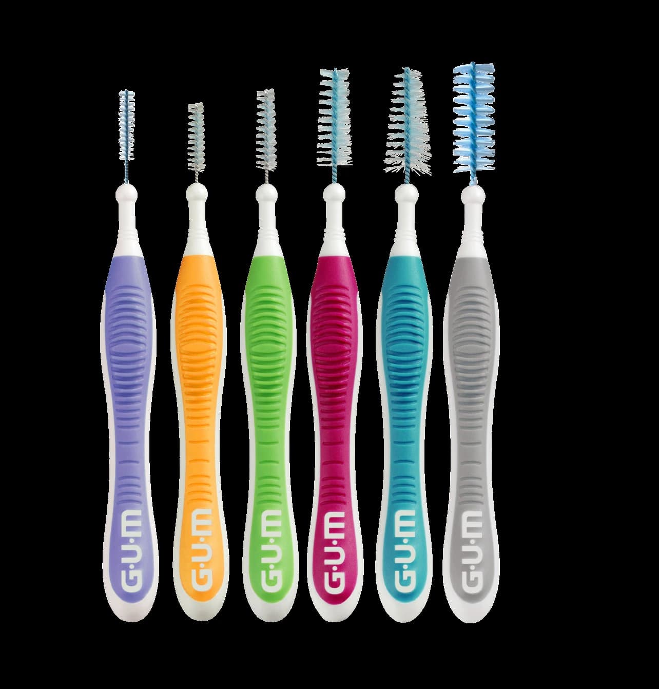 GUM Proxabrush Go-Betweens Interdental Brushes, Variety Pack, 36/Box, 6 Sizes (Micro Tight, Ultra Tight, Tight, Moderate, Wide, Extra Wide), 3615PQBX - GUM Go-Betweens Proxabrush Cleaners - Variety (36) - Image 1