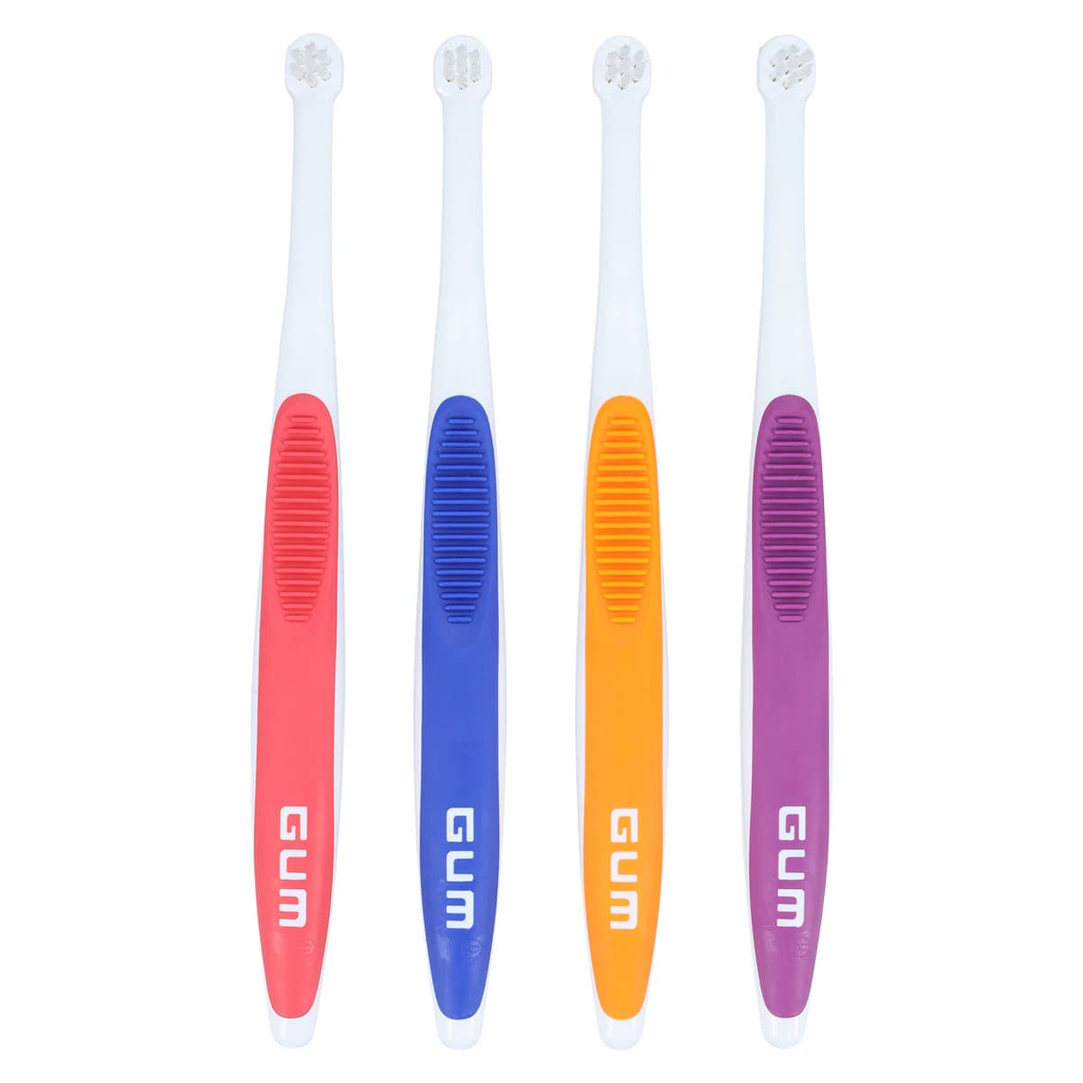 GUM End Tuft Toothbrush, Tapered Trim, Soft, 7 Tufts, 3 Rows, Small Head, Assorted Colors, 12/Box, 308PD - GUM End Tuft Toothbrush, Tapered Trim, 12/Box, 308PD - Image 1