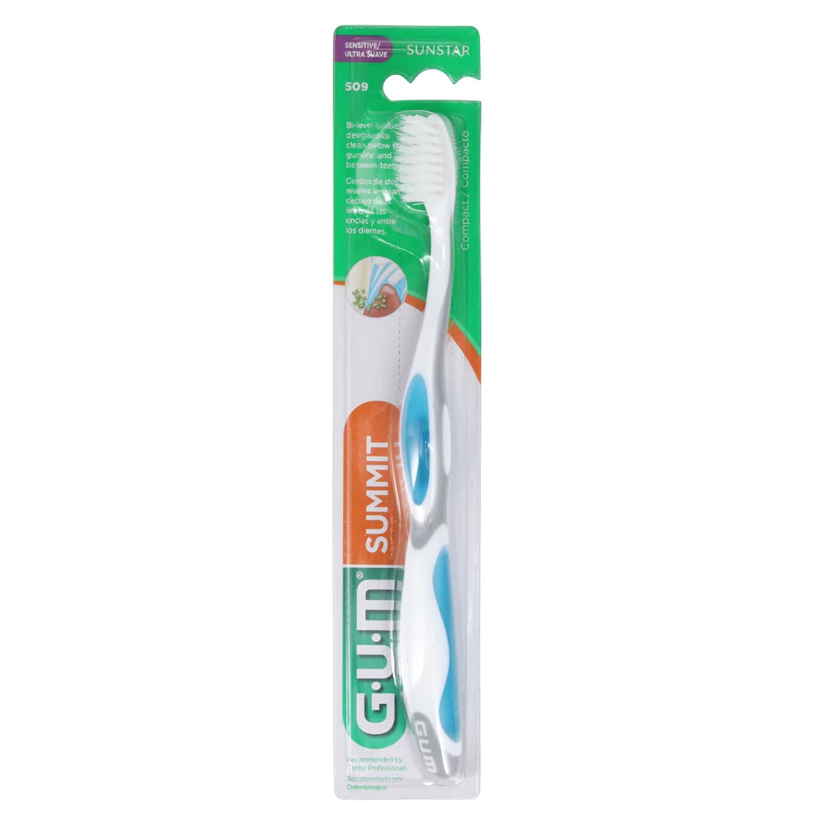 GUM Summit+ Toothbrush, Sensitive, Compact Head, 12/Box, 509P thumbnail 5