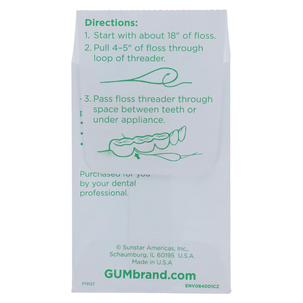 Sunstar GUM Eez-Thru Floss Threaders, 5 per Envelope, 100 Envelopes per Box, 840PQA thumbnail 4