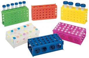 Heathrow Scientific 4-Way Test Tube Rack, Polypropylene, Rectangular, Pink, 5/Pack - 4-Way Rack - Image 1
