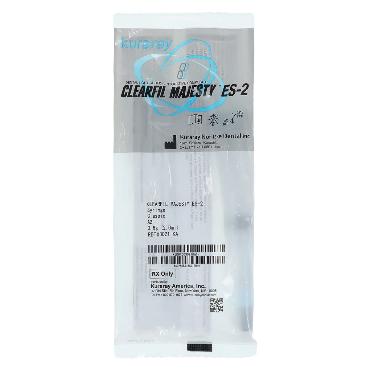 Clearfil Majesty ES-2 Classic Universal Nanohybrid Composite, Syringe Refill, Shade A2, 3.6 g (2.0 mL), 3021KA - Clearfil Majesty ES-2 Classic A2 Syr 3.6g - Image 1