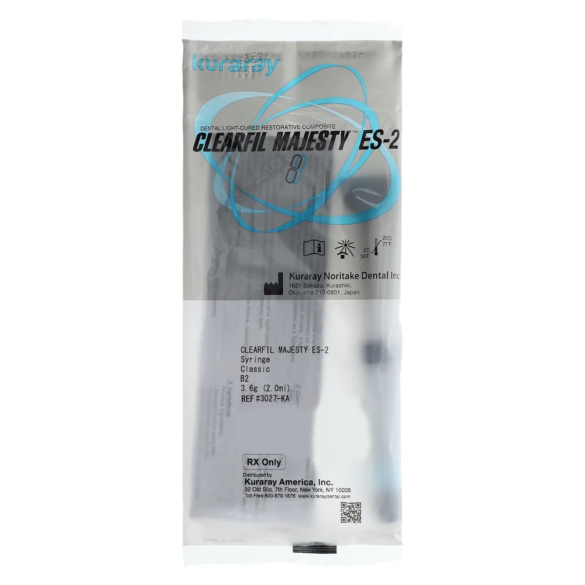 Clearfil Majesty ES-2 Classic Universal Nanohybrid Composite, Syringe Refill, Shade B2, 3.6 g (2.0 mL), 1/Pk, 3027KA - Clearfil Majesty ES-2 Classic B2 Syr 3.6g - Image 1