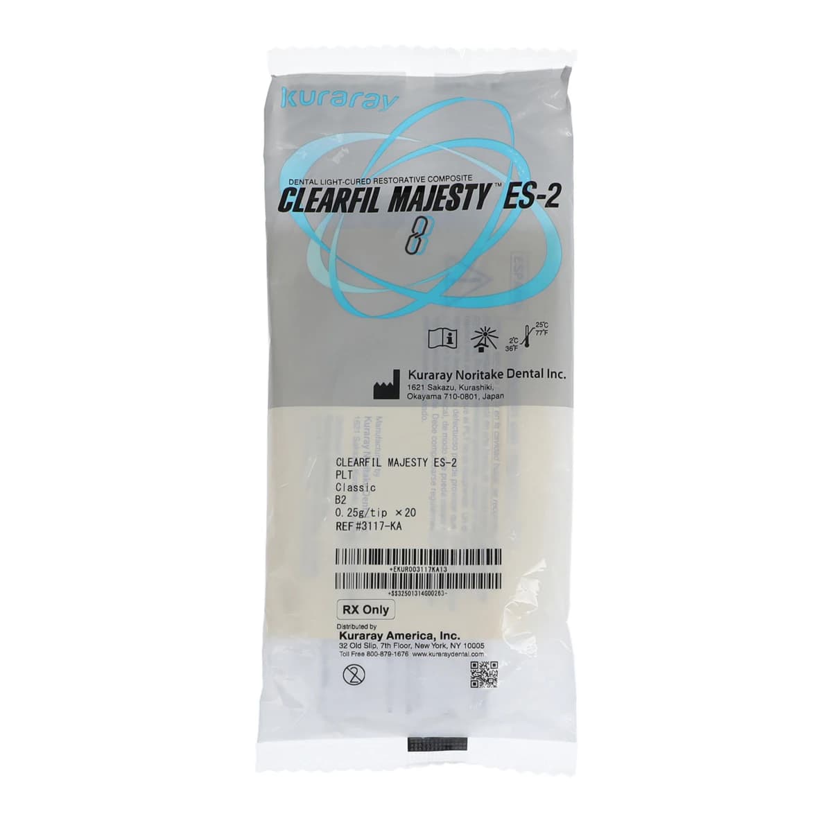 Clearfil Majesty ES-2 Classic Universal Nanohybrid Composite, PLT Refill, Shade B2, 0.25 g, 20/Pk, 3117KA - Clearfil Majesty ES-2 Classic PLT B2 0.25g (20) - Image 1