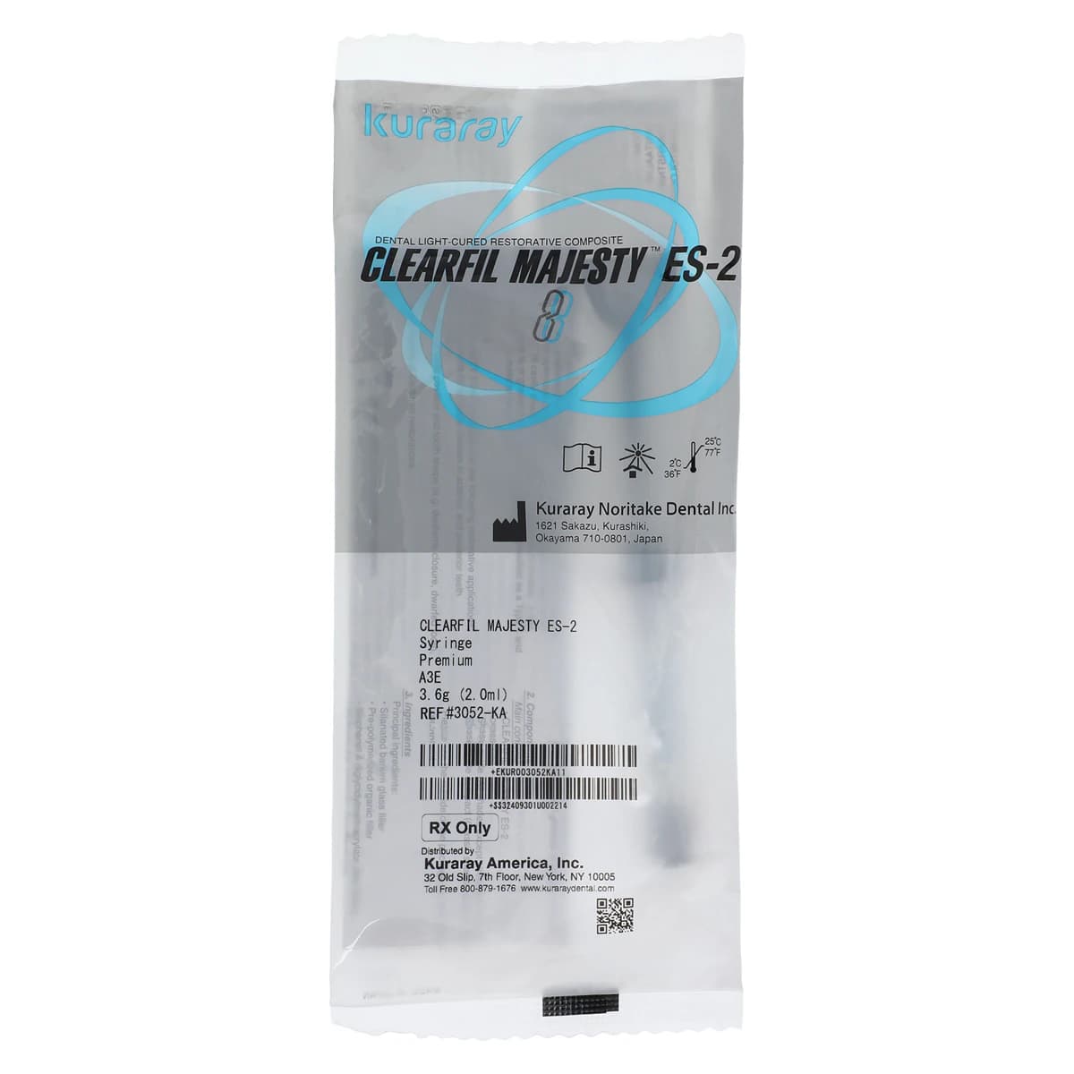 Clearfil Majesty ES-2 Premium Universal Nanohybrid Composite, Light-Cure, Syringe Refill, A3E Enamel Shade, 3.6 g (2.0 mL), 1/Pk, 3052KA - Clearfil Majesty ES-2 Premium, Light-Cure, Syringe Refill, Universal Viscosity, 3.6 g, A3E, 1/Pk, 3052KA - Image 1