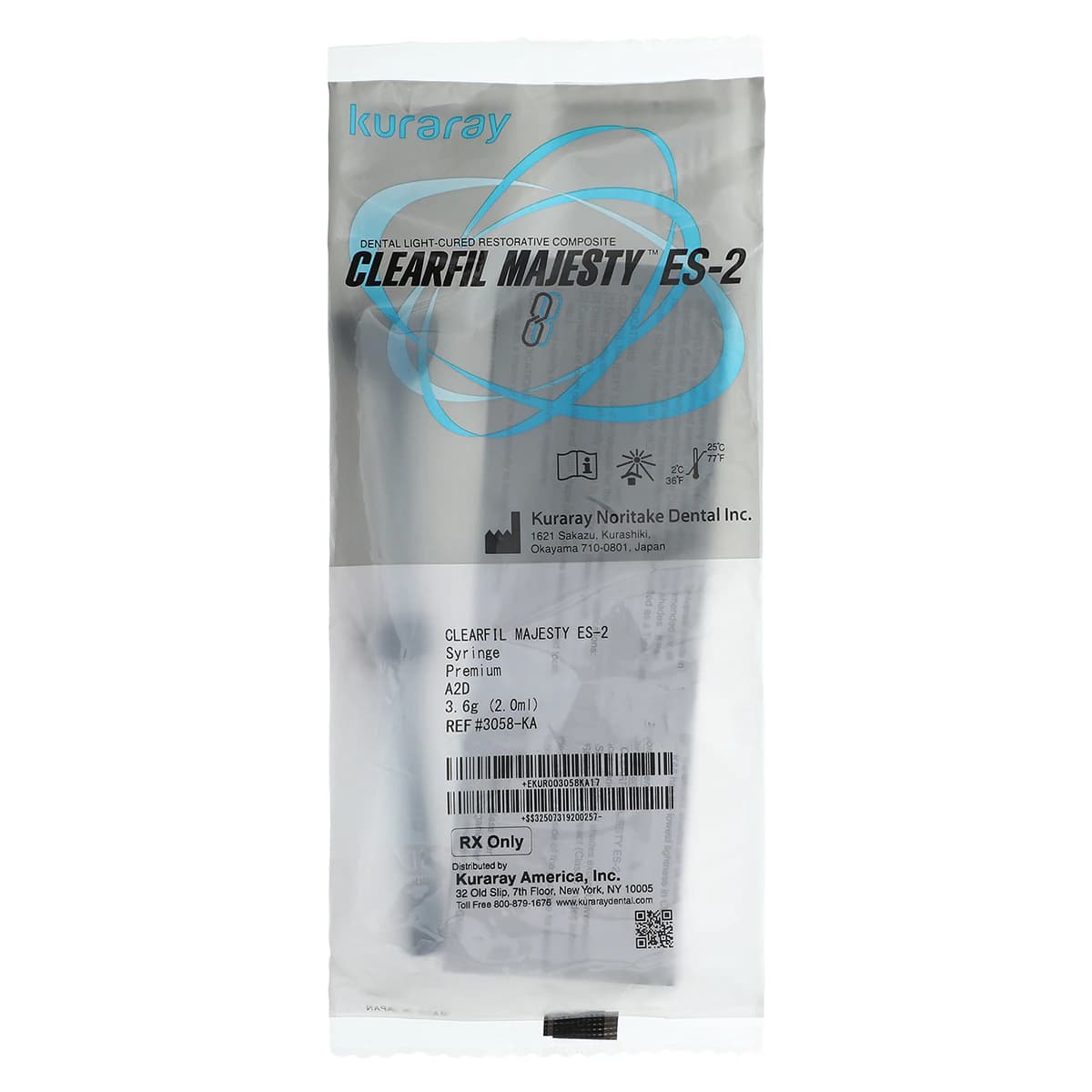 Clearfil Majesty ES-2 Premium Universal Nanohybrid Composite, Syringe Refill, A2D Dentin Shade, 3.6 g (2.0 mL), 1/Pk, 3058KA - Clearfil Majesty ES-2 Premium, Syringe Refill, Universal Viscosity, 3.6 g, A2D, 1/Pk, 3058KA - Image 1
