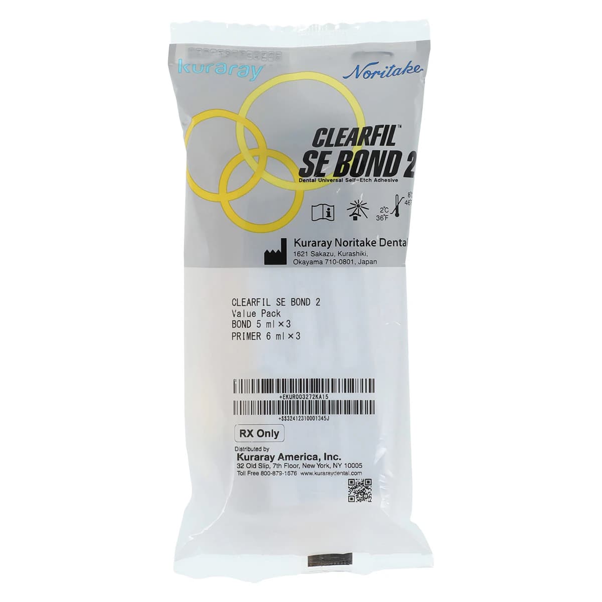 Clearfil SE Bond 2 Universal Bonding Agent, Self-Etch, Light-Cure, Value Kit (3 x 6ml Primer, 3 x 5ml Bond), 3272KA - Clearfil SE Bond 2 Universal Bonding Agent, Self-Etch, Light-Cure, Value Kit, 1/Pk, 3272KA - Image 1