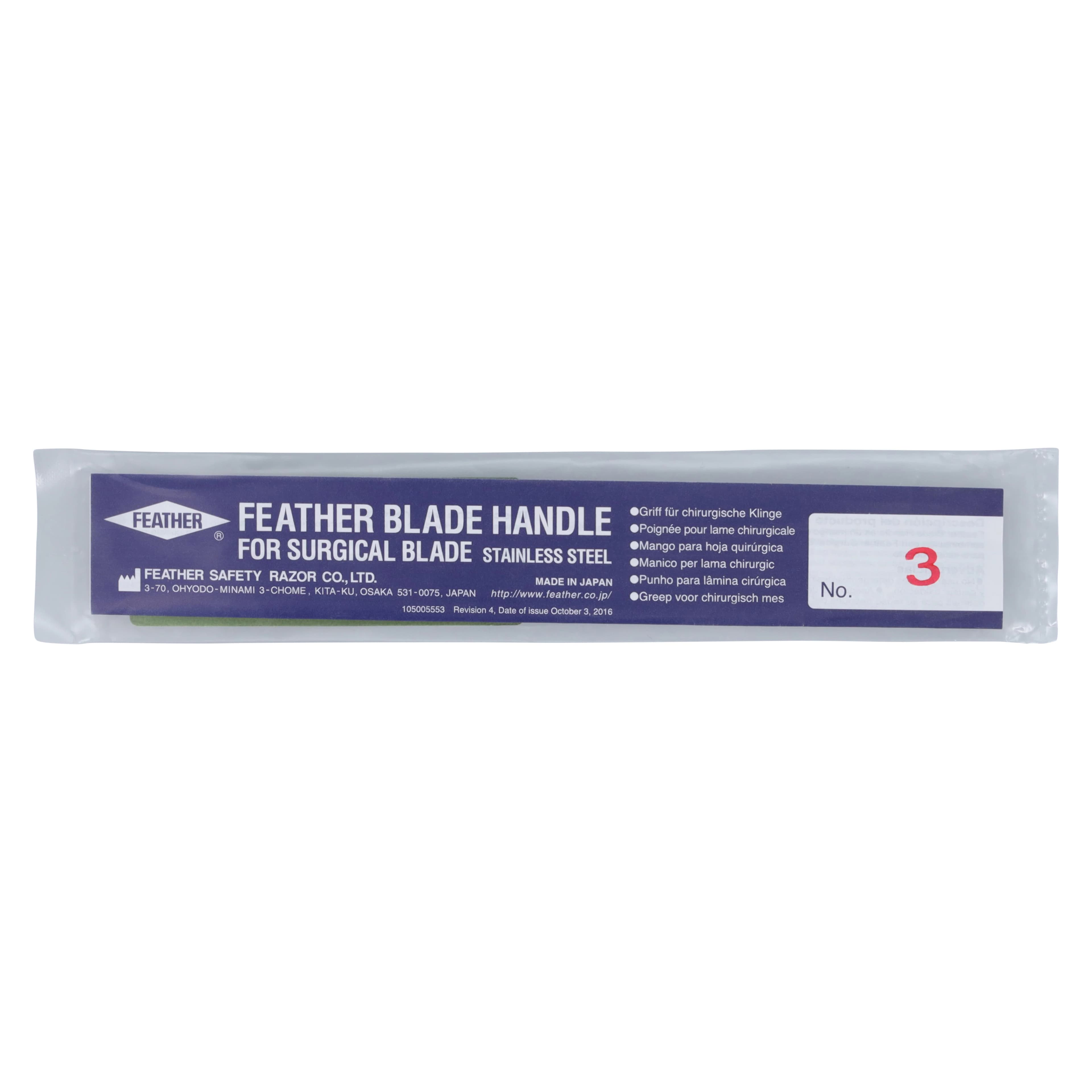 Feather Microsurgical Blade Handle #3, Stainless Steel, 124.6 mm - Feather Microsurgical Blades - #3 Handle - Stainless Steel - Image 1
