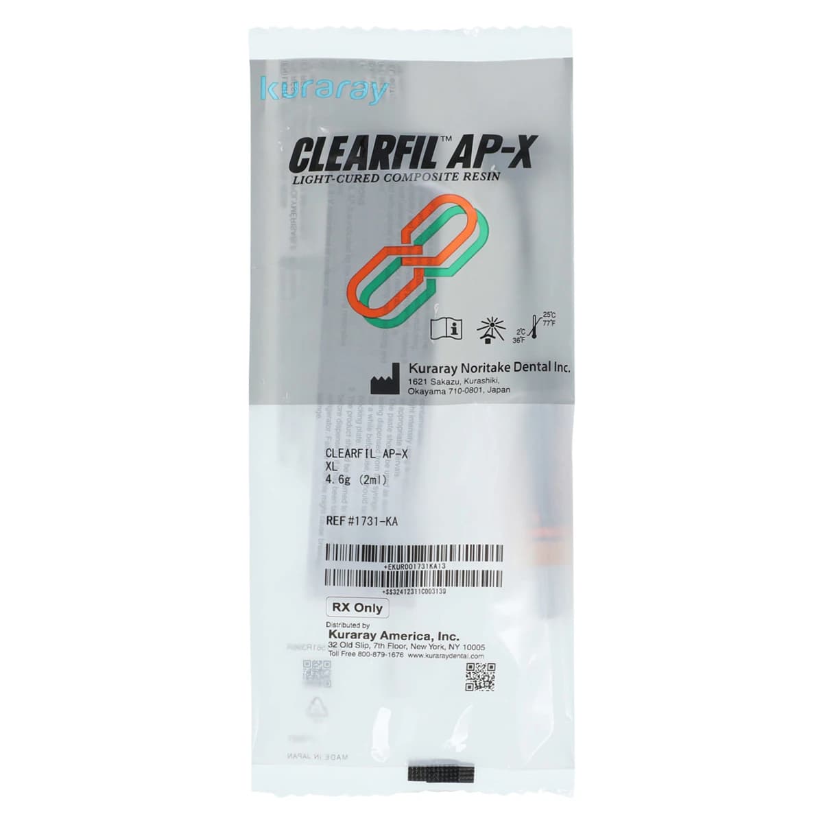 Clearfil AP-X Light-Cure Microhybrid Composite, Syringe Refill, Universal Viscosity, XL, 2 ml (4.6 g), 1/Pk, 1731KA - Clearfil AP-X, Light-Cure, Syringe Refill, Universal Viscosity, 2 ml, XL, 1/Pk, 1731KA - Image 1
