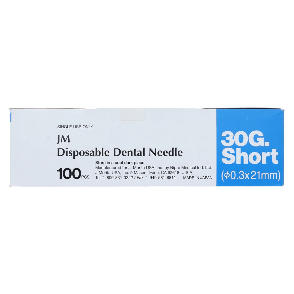 J. Morita JM Blue 30 Gauge Short Plastic Hub Disposable Dental Needle, 21mm, 100/Box, 20-30GS thumbnail 7