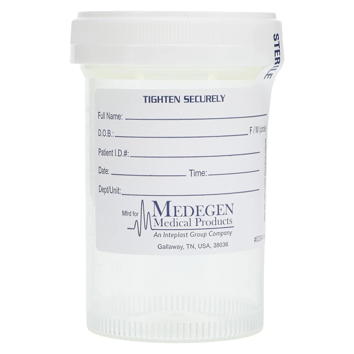 Gent-L-Kare Sterile Specimen Container, 3 oz, Graduated, Translucent, Leakproof with Lid, 400/Case - Specimen Container Leak Resist - Image 1