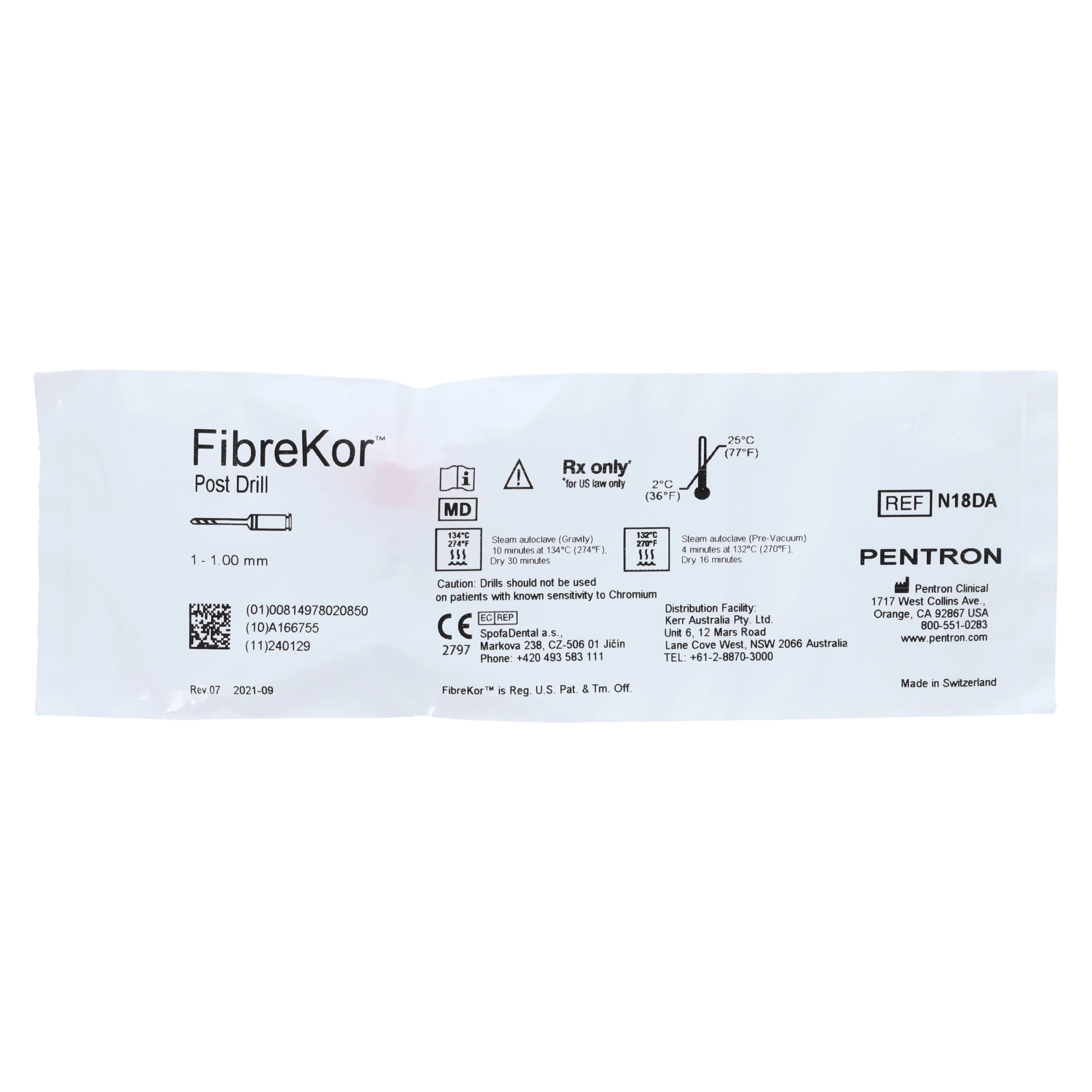 FibreKor Parallel & Serrated Drill Refill, 1.00 mm, Red, N18DA, 1/Pk - FibreKor® Parallel and Serrated Drills 1.00mm Red - Image 1